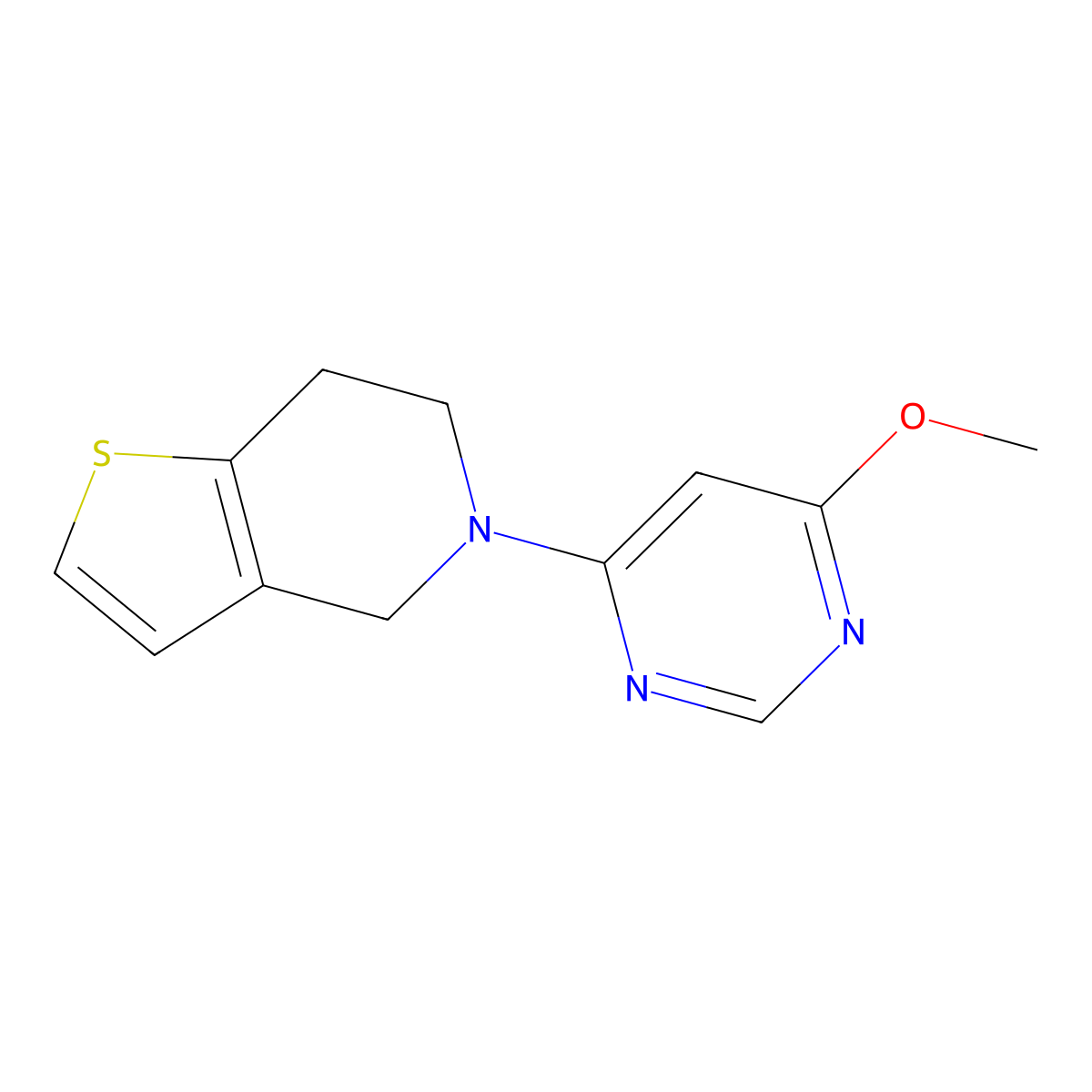 4-methoxy-6-{4H,5H,6H,7H-thieno[3,2-c]pyridin-5-yl}pyrimidine molecular structure, CAS 2640889-22-9