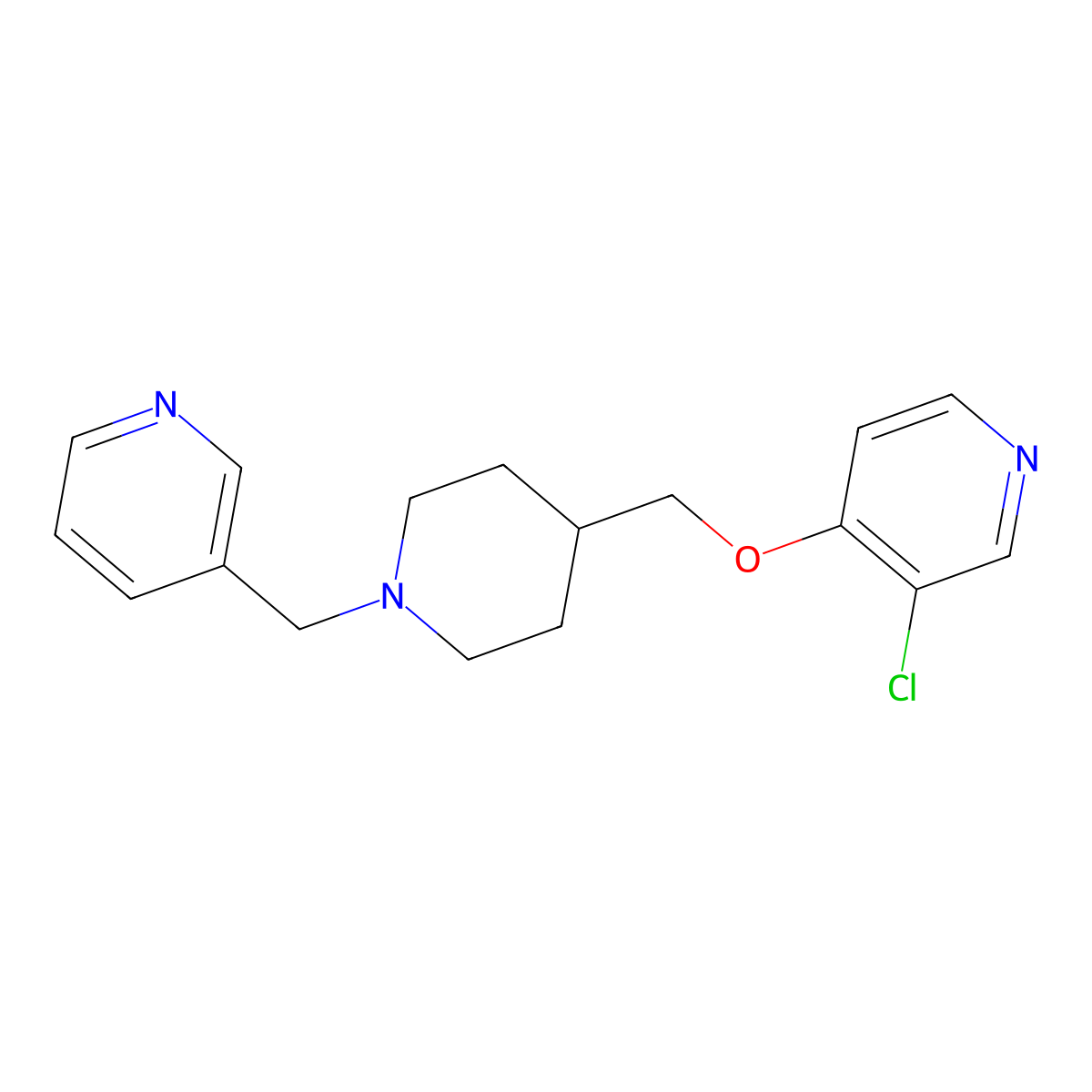 3-Chloro-4-({1-[(pyridin-3-yl)methyl]piperidin-4-yl}methoxy)pyridine molecular structure, CAS 2640889-30-9