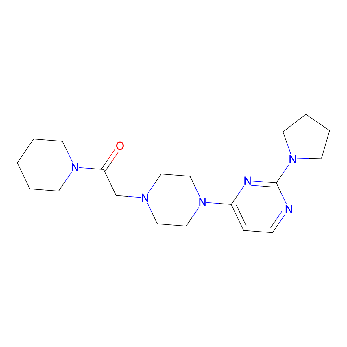 1-(Piperidin-1-yl)-2-{4-[2-(pyrrolidin-1-yl)pyrimidin-4-yl]piperazin-1-yl}ethan-1-one molecular structure, CAS 2640889-37-6