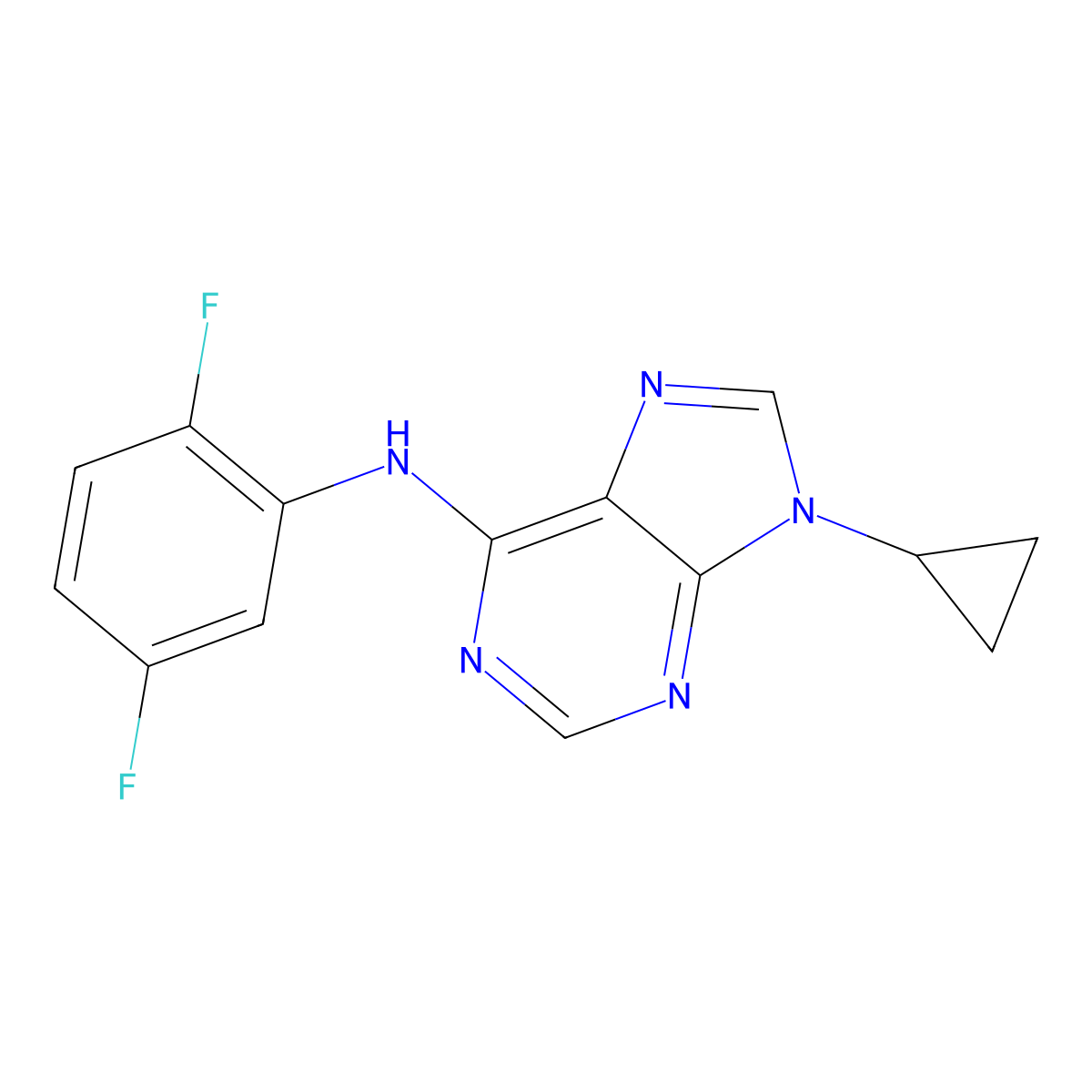 9-cyclopropyl-N-(2,5-difluorophenyl)-9H-purin-6-amine molecular structure, CAS 2640889-39-8
