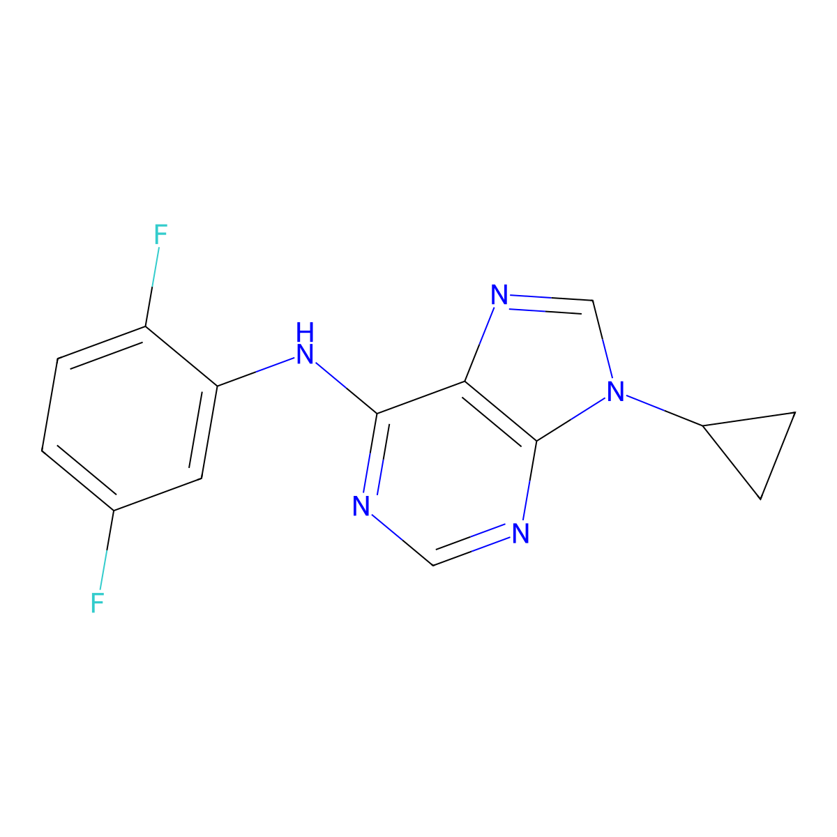 9-cyclopropyl-N-(2,5-difluorophenyl)-9H-purin-6-amine molecular structure, CAS 2640889-39-8