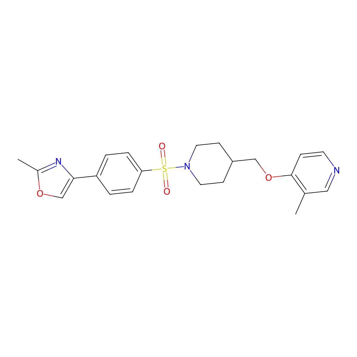 3-Methyl-4-({1-[4-(2-methyl-1,3-oxazol-4-yl)benzenesulfonyl]piperidin-4-yl}methoxy)pyridine molecular structure, CAS 2640889-42-3