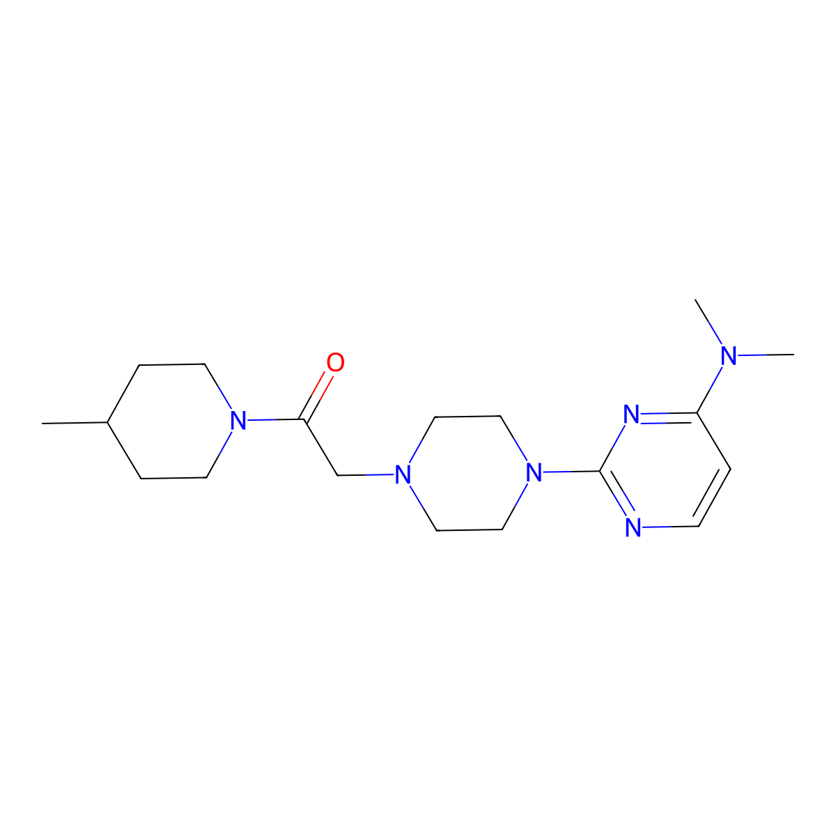 2-{4-[4-(Dimethylamino)pyrimidin-2-yl]piperazin-1-yl}-1-(4-methylpiperidin-1-yl)ethan-1-one molecular structure, CAS 2640889-44-5
