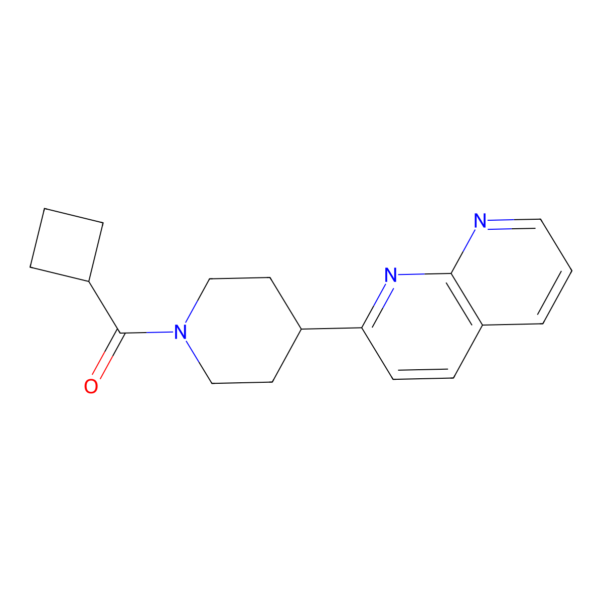 2-(1-Cyclobutanecarbonylpiperidin-4-yl)-1,8-naphthyridine molecular structure, CAS 2640889-47-8