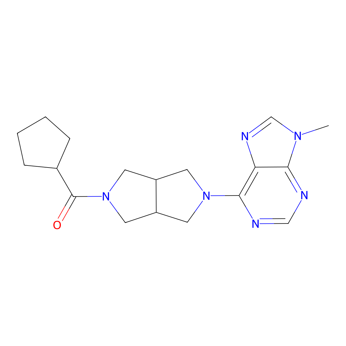 6-{5-cyclopentanecarbonyl-octahydropyrrolo[3,4-c]pyrrol-2-yl}-9-methyl-9H-purine molecular structure, CAS 2640889-51-4