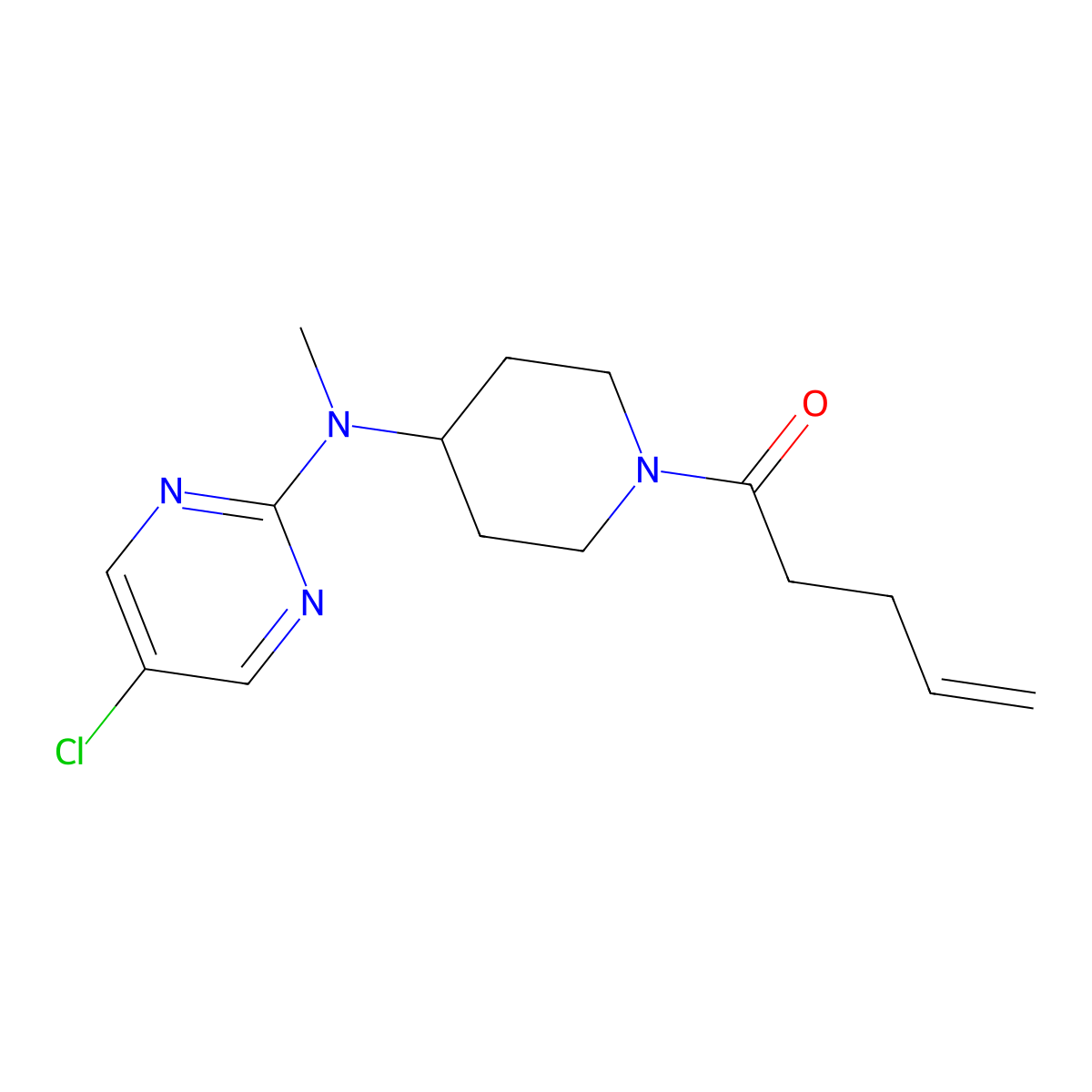 1-{4-[(5-Chloropyrimidin-2-yl)(methyl)amino]piperidin-1-yl}pent-4-en-1-one molecular structure, CAS 2640889-55-8