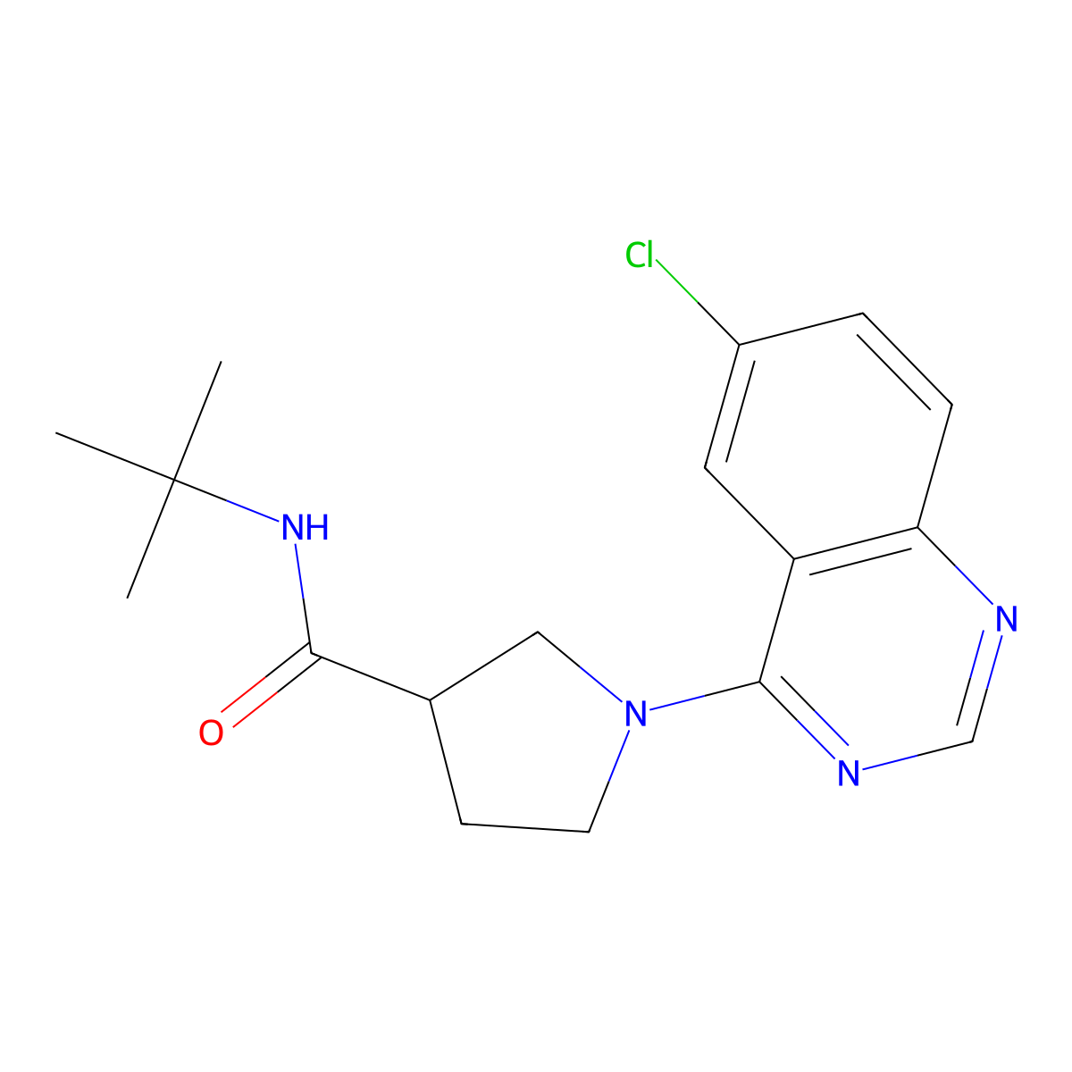 N-tert-butyl-1-(6-chloroquinazolin-4-yl)pyrrolidine-3-carboxamide molecular structure, CAS 2640889-61-6