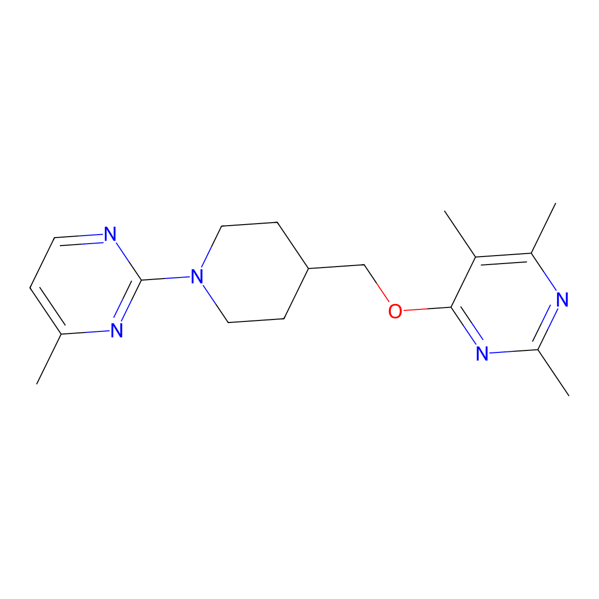 2,4,5-Trimethyl-6-{[1-(4-methylpyrimidin-2-yl)piperidin-4-yl]methoxy}pyrimidine molecular structure, CAS 2640889-65-0
