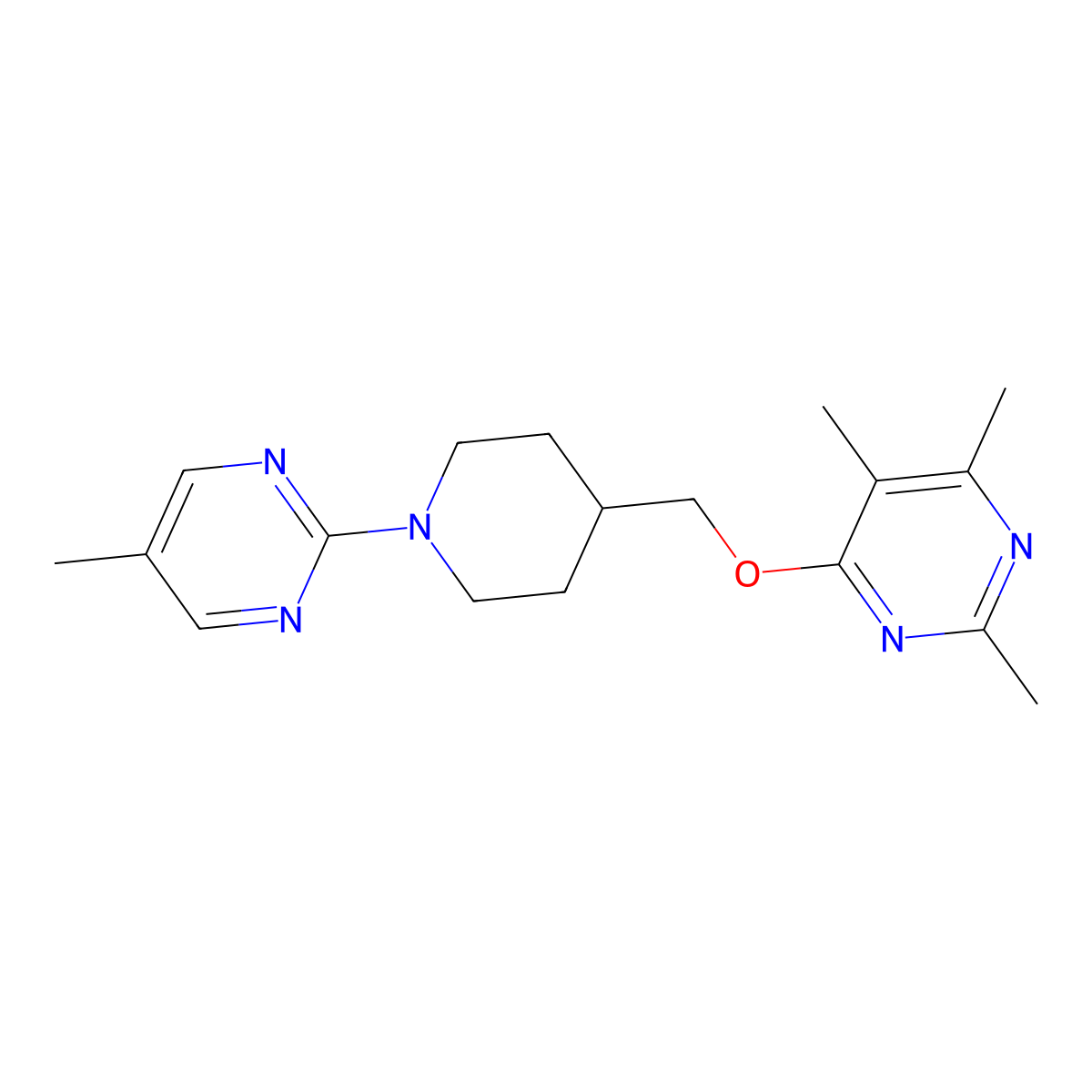 2,4,5-Trimethyl-6-{[1-(5-methylpyrimidin-2-yl)piperidin-4-yl]methoxy}pyrimidine molecular structure, CAS 2640889-70-7