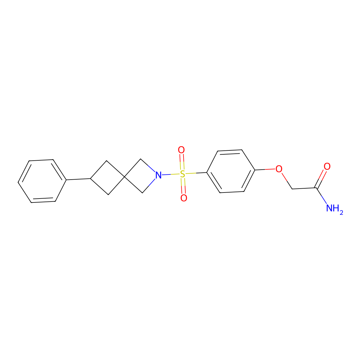 2-[4-({6-Phenyl-2-azaspiro[3.3]heptan-2-yl}sulfonyl)phenoxy]acetamide molecular structure, CAS 2640889-71-8