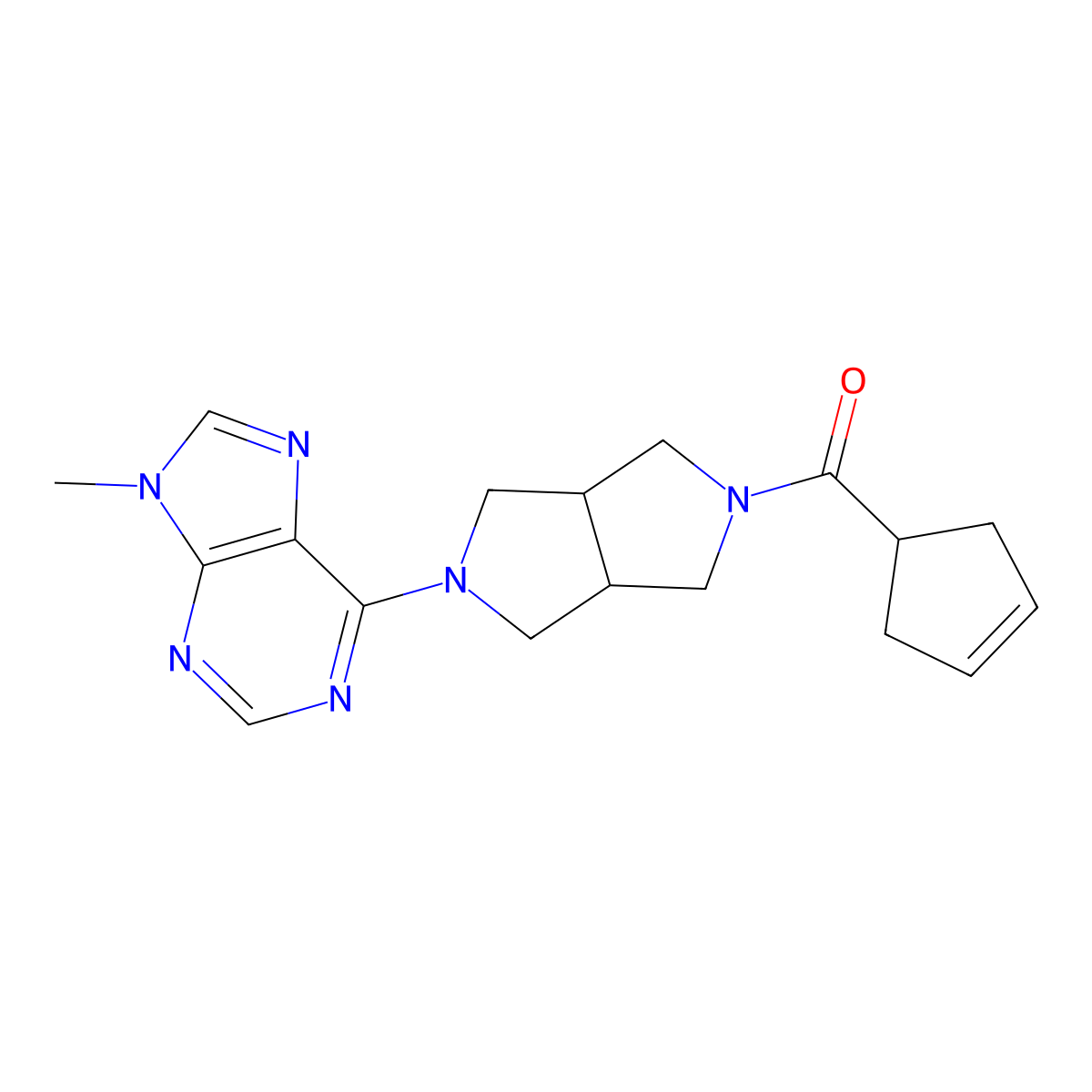 6-[5-(cyclopent-3-ene-1-carbonyl)-octahydropyrrolo[3,4-c]pyrrol-2-yl]-9-methyl-9H-purine molecular structure, CAS 2640889-75-2