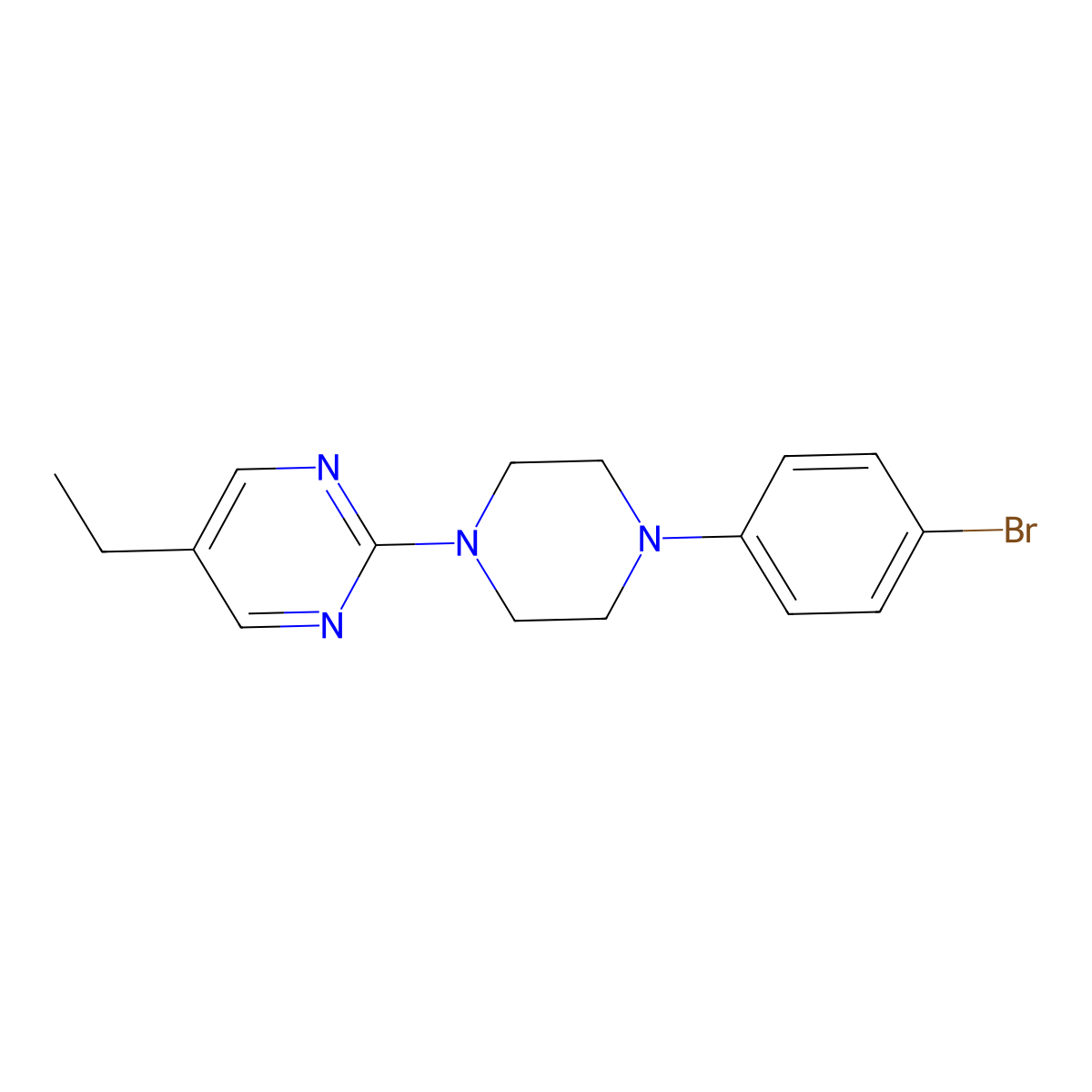 2-[4-(4-Bromophenyl)piperazin-1-yl]-5-ethylpyrimidine molecular structure, CAS 2640889-76-3