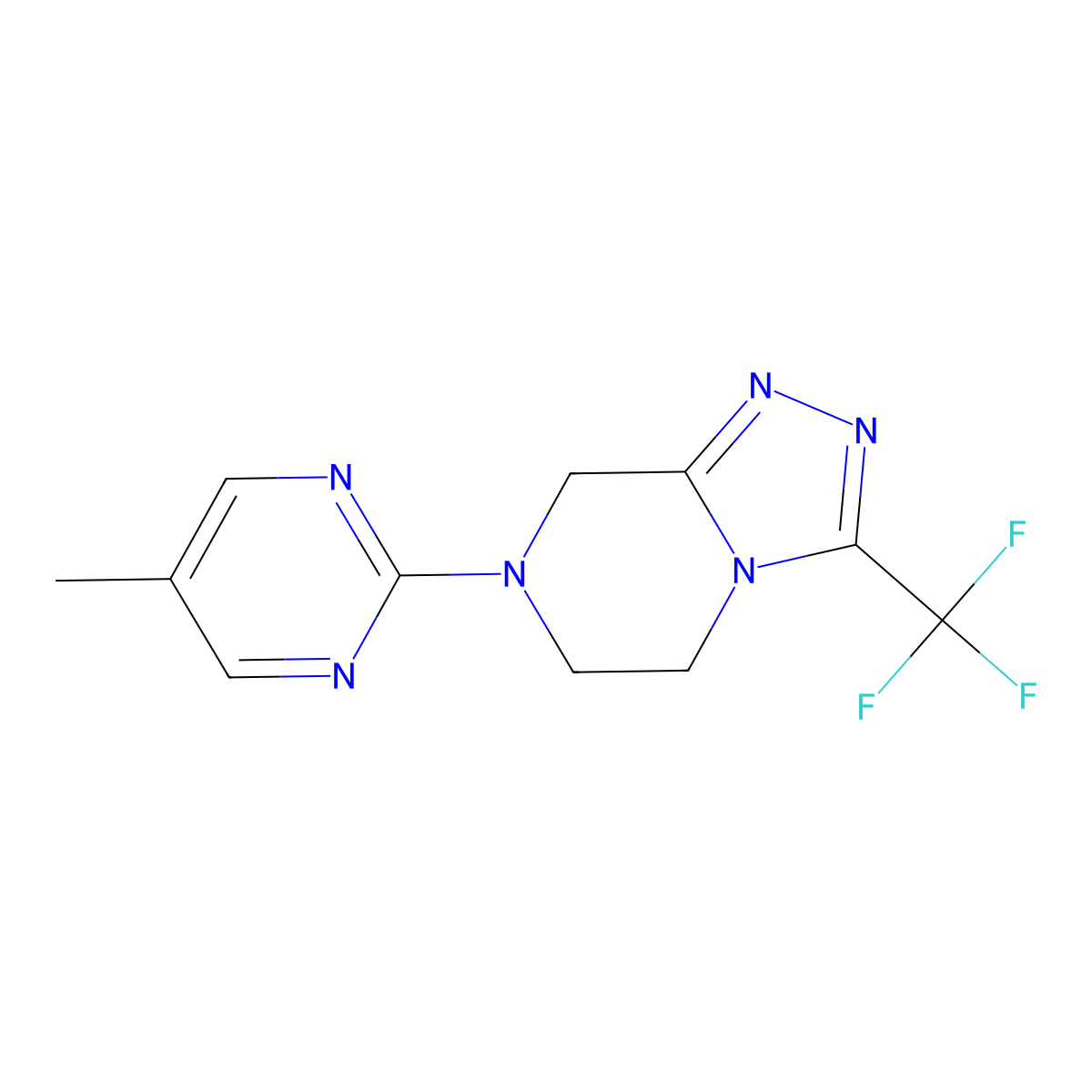 5-methyl-2-[3-(trifluoromethyl)-5H,6H,7H,8H-[1,2,4]triazolo[4,3-a]pyrazin-7-yl]pyrimidine molecular structure, CAS 2640889-78-5