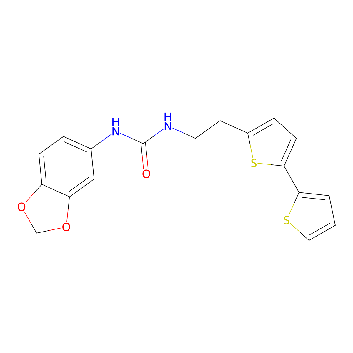 1-(2H-1,3-benzodioxol-5-yl)-3-(2-{[2,2'-bithiophene]-5-yl}ethyl)urea molecular structure, CAS 2640889-79-6