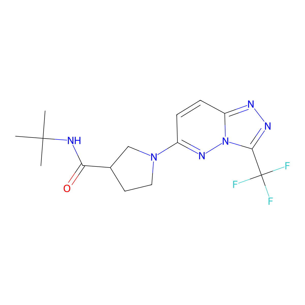 N-tert-butyl-1-[3-(trifluoromethyl)-[1,2,4]triazolo[4,3-b]pyridazin-6-yl]pyrrolidine-3-carboxamide molecular structure, CAS 2640889-83-2