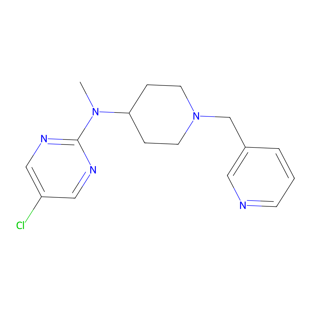 5-chloro-N-methyl-N-{1-[(pyridin-3-yl)methyl]piperidin-4-yl}pyrimidin-2-amine molecular structure, CAS 2640891-66-1