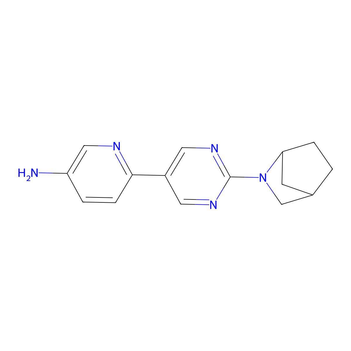 6-(2-{2-Azabicyclo[2.2.1]heptan-2-yl}pyrimidin-5-yl)pyridin-3-amine molecular structure, CAS 2640891-68-3