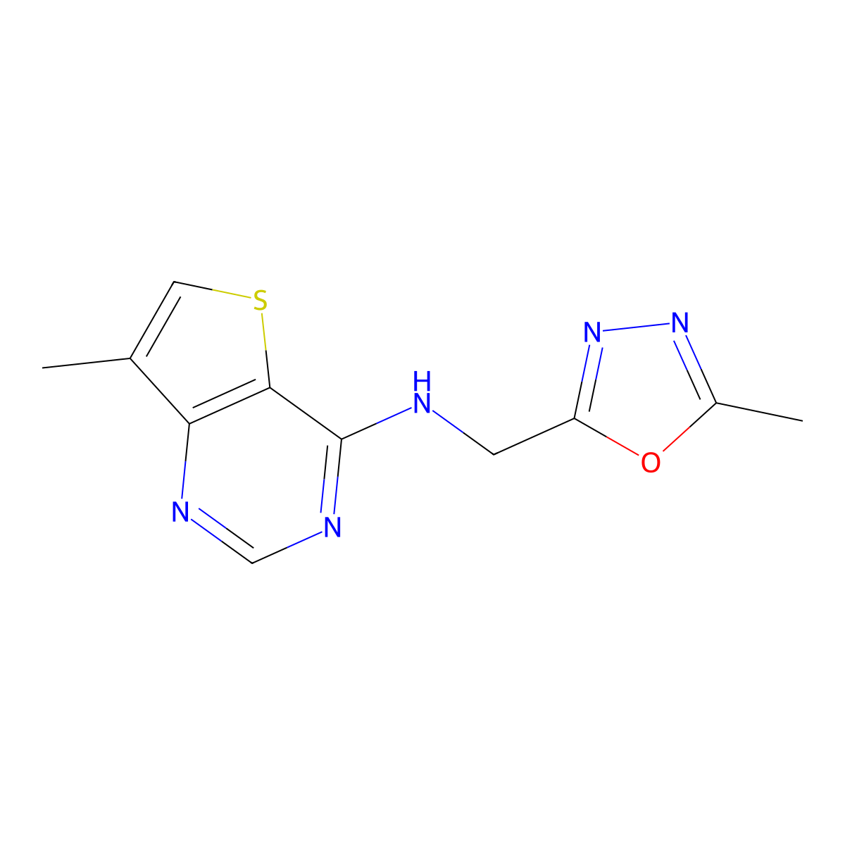 7-methyl-N-[(5-methyl-1,3,4-oxadiazol-2-yl)methyl]thieno[3,2-d]pyrimidin-4-amine molecular structure, CAS 2640891-79-6
