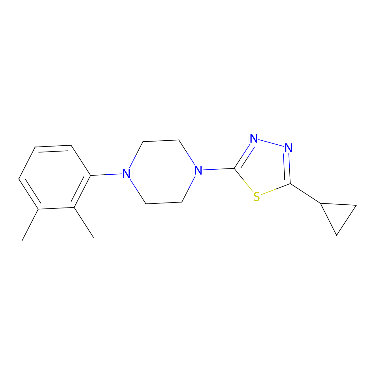 1-(5-Cyclopropyl-1,3,4-thiadiazol-2-yl)-4-(2,3-dimethylphenyl)piperazine molecular structure, CAS 2640891-84-3