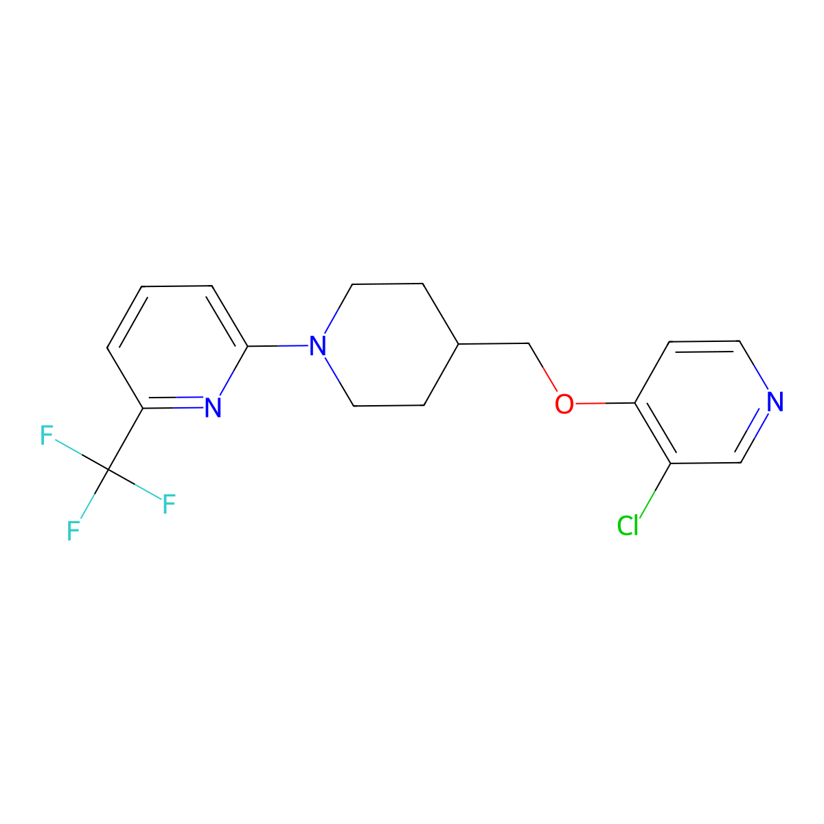 2-(4-{[(3-Chloropyridin-4-yl)oxy]methyl}piperidin-1-yl)-6-(trifluoromethyl)pyridine molecular structure, CAS 2640891-87-6