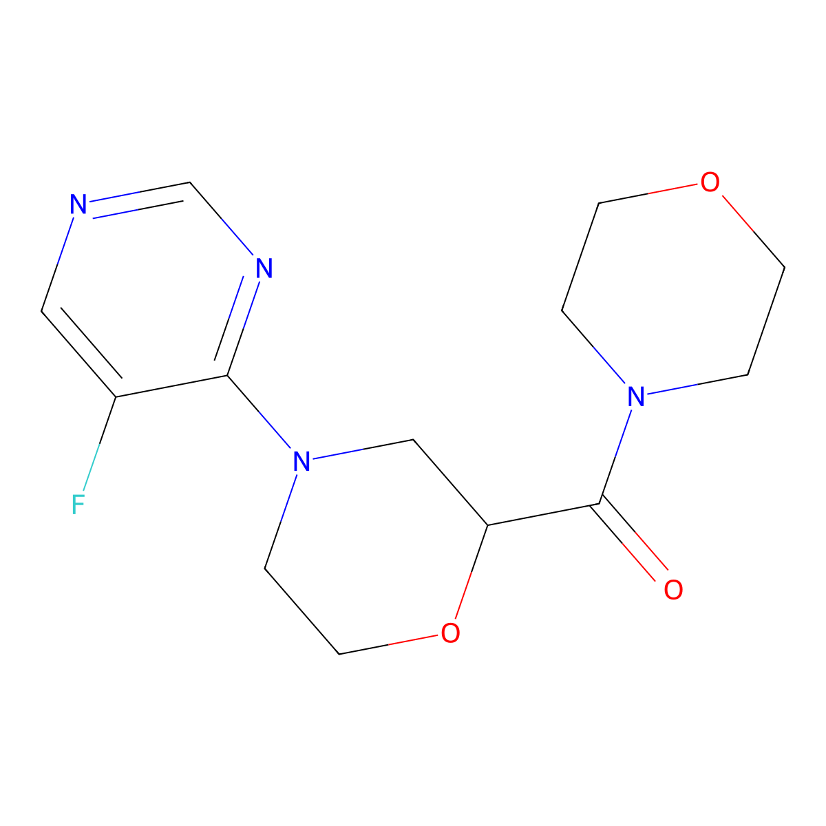 4-(5-Fluoropyrimidin-4-yl)-2-(morpholine-4-carbonyl)morpholine molecular structure, CAS 2640891-99-0