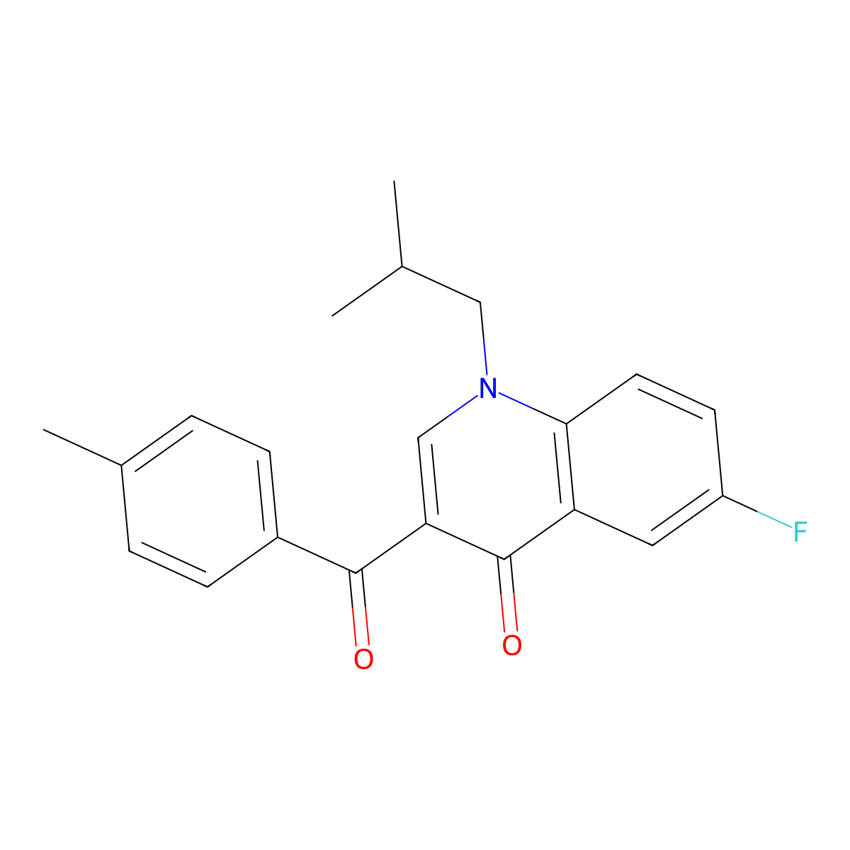 6-Fluoro-3-(4-methylbenzoyl)-1-(2-methylpropyl)-1,4-dihydroquinolin-4-one molecular structure, CAS 2640892-03-9
