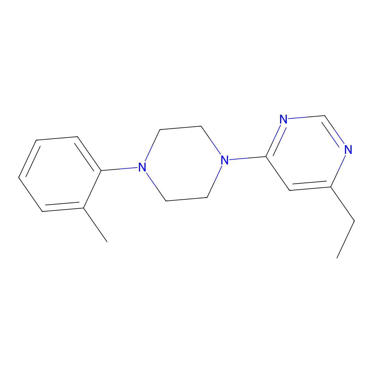 4-Ethyl-6-[4-(2-methylphenyl)piperazin-1-yl]pyrimidine molecular structure, CAS 2640892-10-8