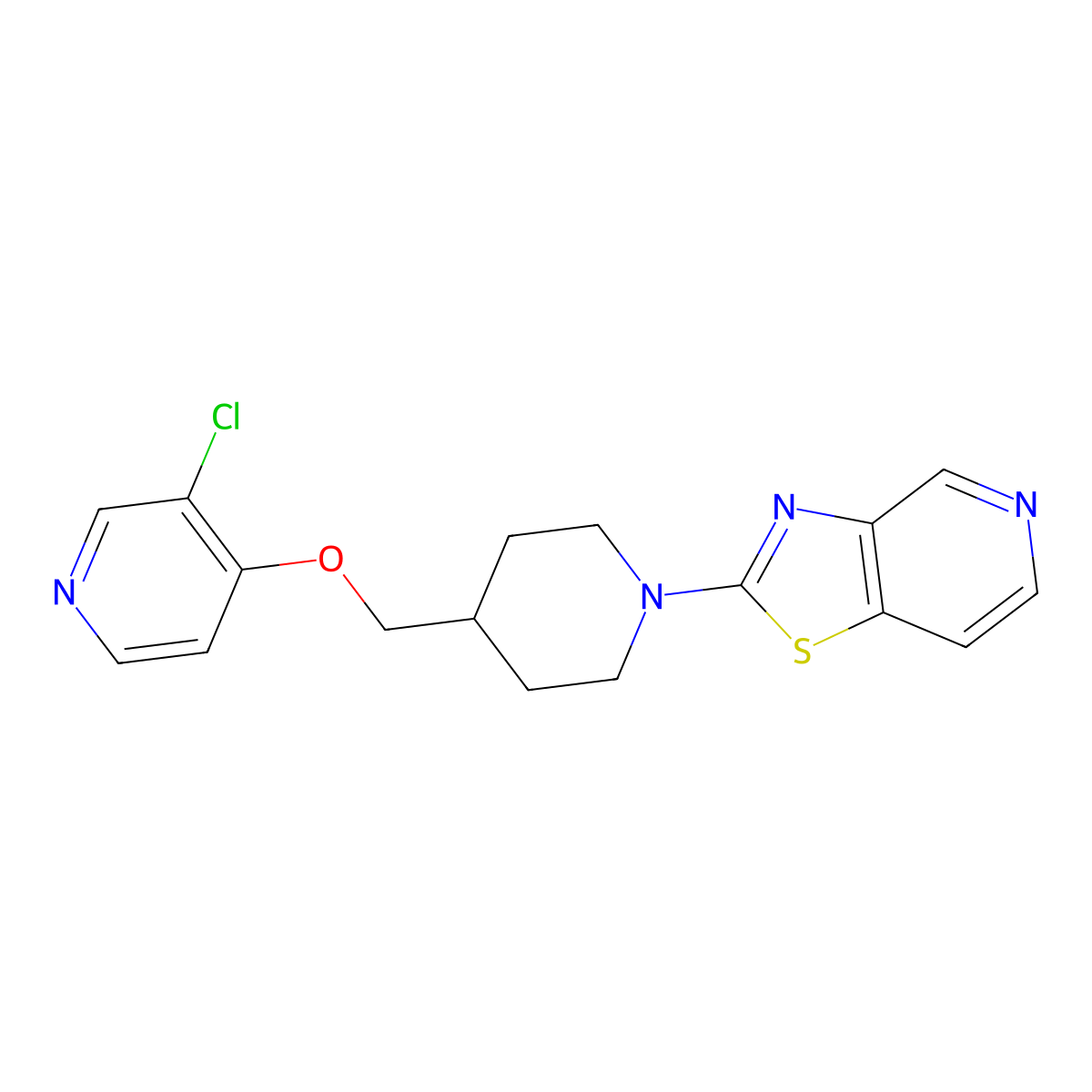 3-Chloro-4-[(1-{[1,3]thiazolo[4,5-c]pyridin-2-yl}piperidin-4-yl)methoxy]pyridine molecular structure, CAS 2640892-20-0