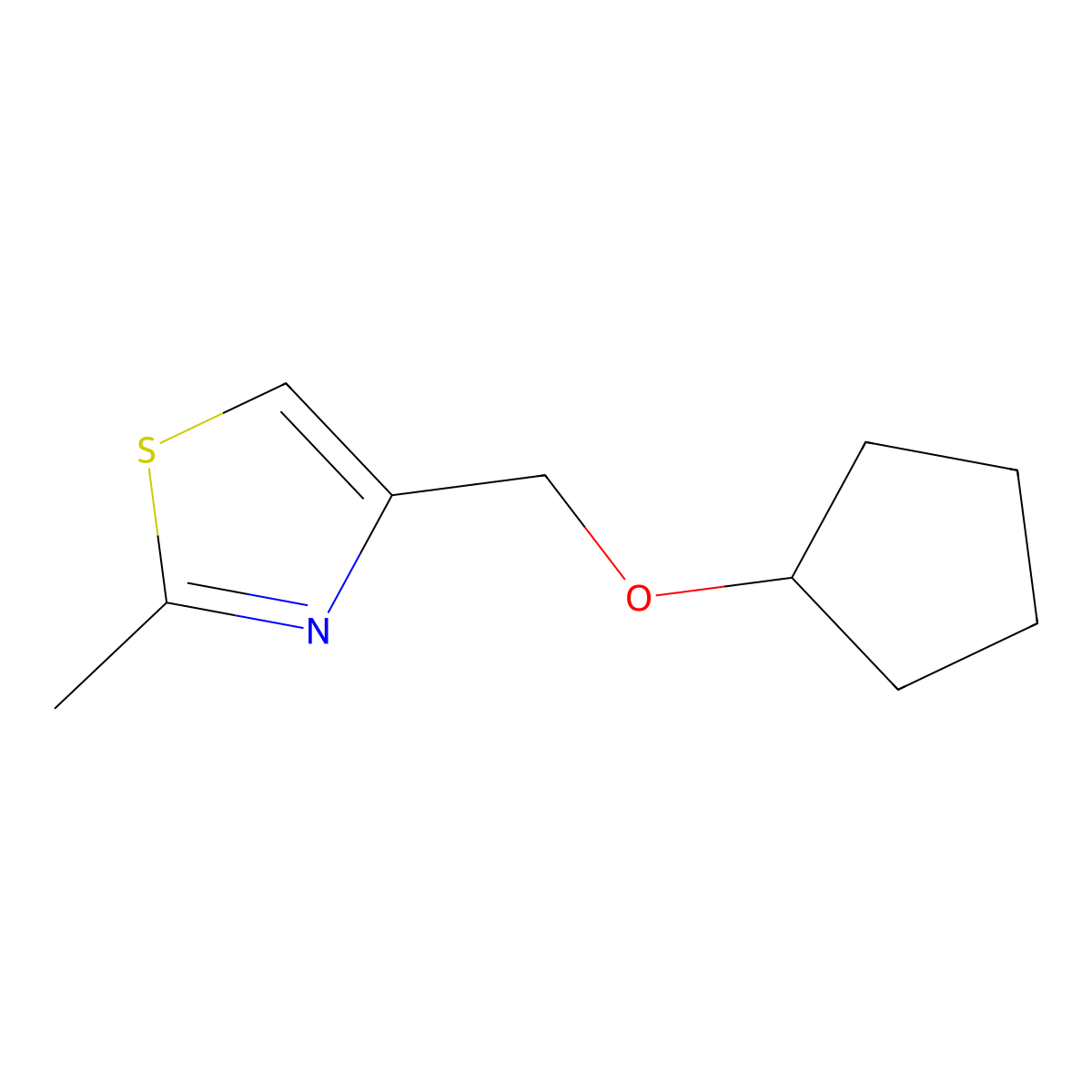 4-[(Cyclopentyloxy)methyl]-2-methyl-1,3-thiazole molecular structure, CAS 2640892-24-4