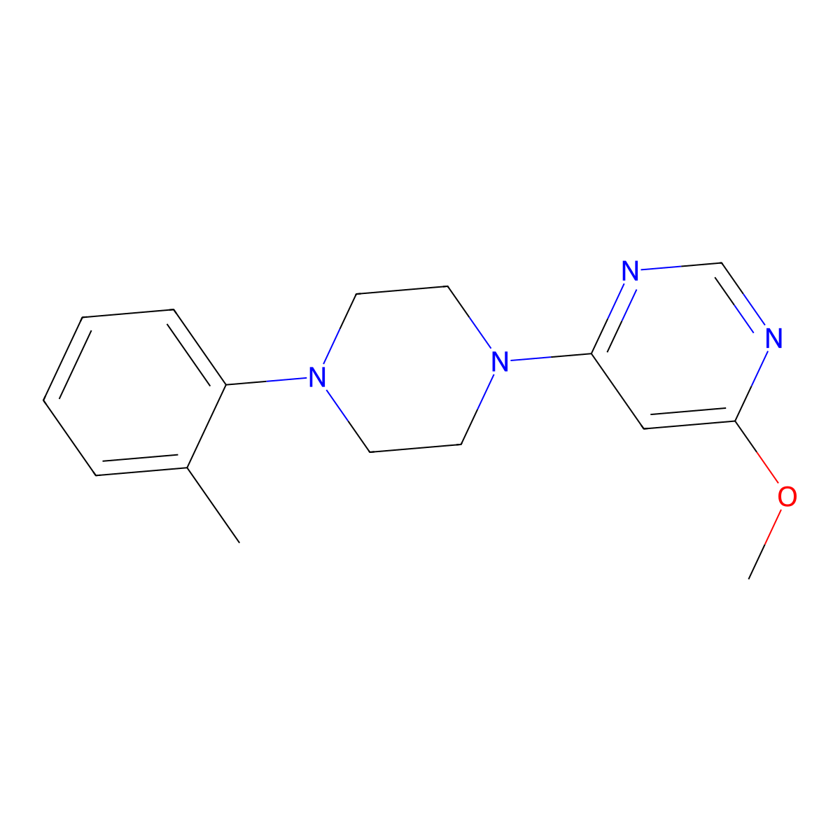 4-Methoxy-6-[4-(2-methylphenyl)piperazin-1-yl]pyrimidine molecular structure, CAS 2640892-26-6