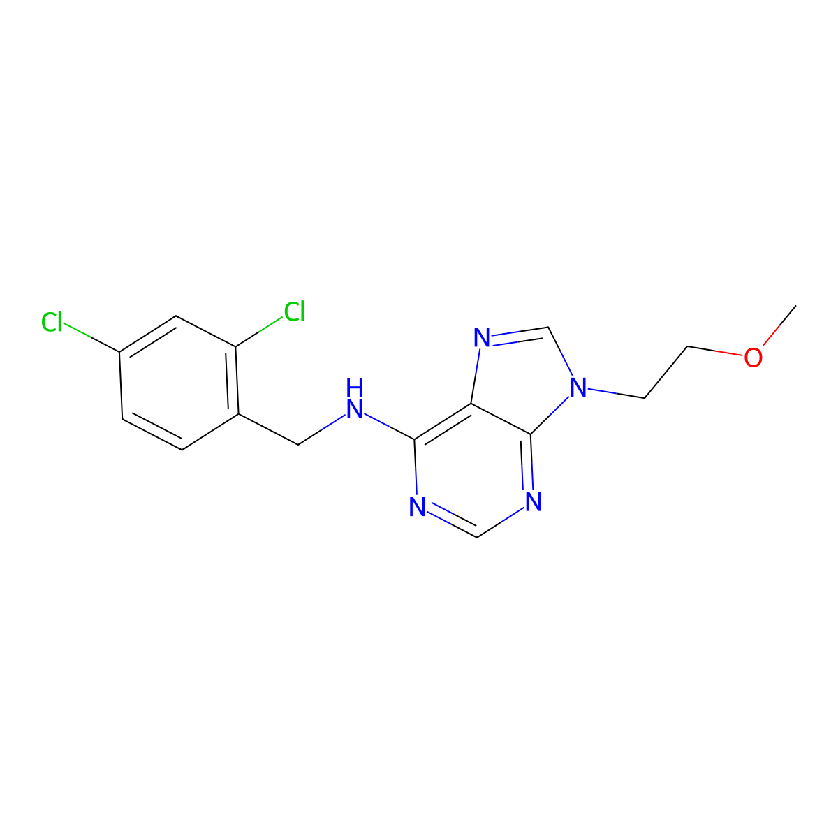 N-[(2,4-dichlorophenyl)methyl]-9-(2-methoxyethyl)-9H-purin-6-amine molecular structure, CAS 2640892-27-7