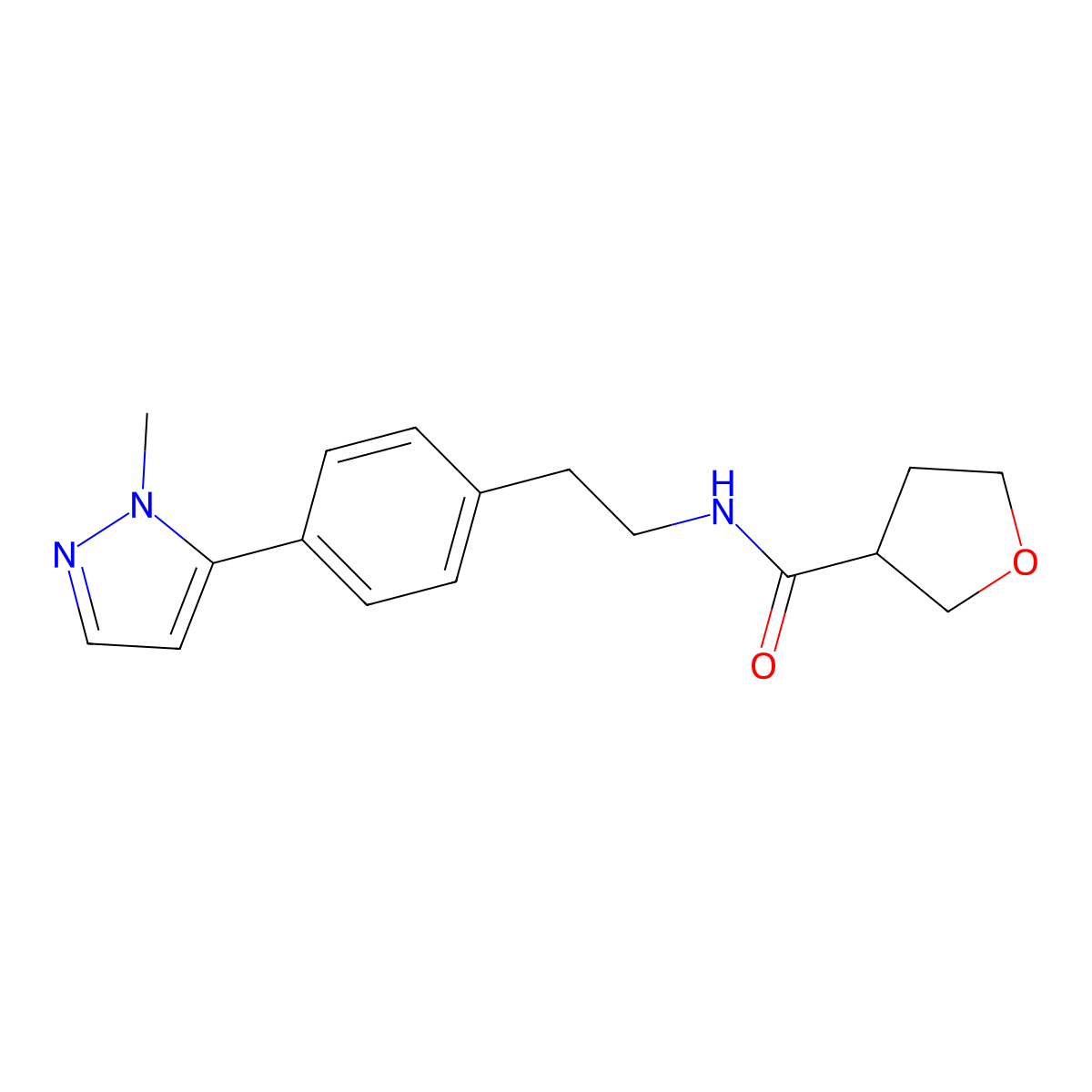N-{2-[4-(1-methyl-1H-pyrazol-5-yl)phenyl]ethyl}oxolane-3-carboxamide molecular structure, CAS 2640892-38-0