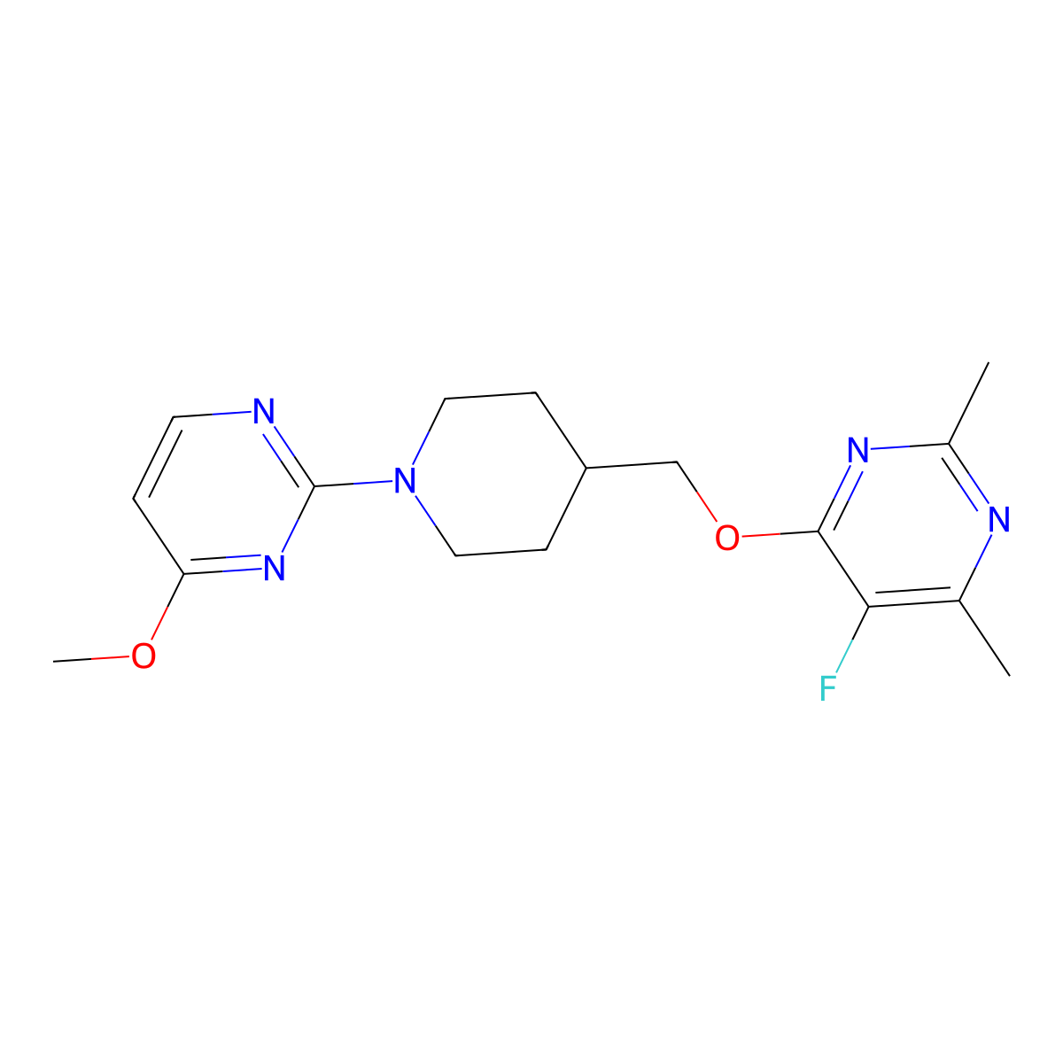 5-Fluoro-4-{[1-(4-methoxypyrimidin-2-yl)piperidin-4-yl]methoxy}-2,6-dimethylpyrimidine molecular structure, CAS 2640892-41-5