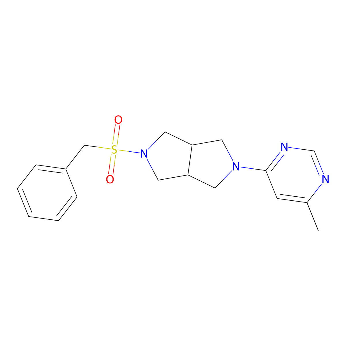 4-Methyl-6-{5-phenylmethanesulfonyl-octahydropyrrolo[3,4-c]pyrrol-2-yl}pyrimidine molecular structure, CAS 2640892-44-8
