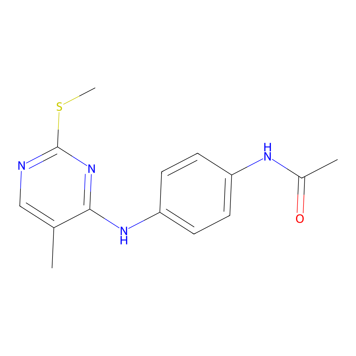 N-(4-{[5-methyl-2-(methylsulfanyl)pyrimidin-4-yl]amino}phenyl)acetamide molecular structure, CAS 2640892-49-3