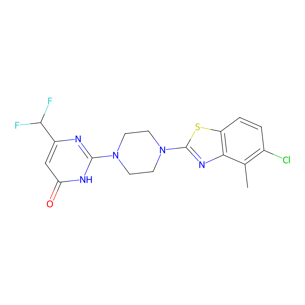 2-[4-(5-Chloro-4-methyl-1,3-benzothiazol-2-yl)piperazin-1-yl]-6-(difluoromethyl)-3,4-dihydropyrimidin-4-one molecular structure, CAS 2640892-55-1
