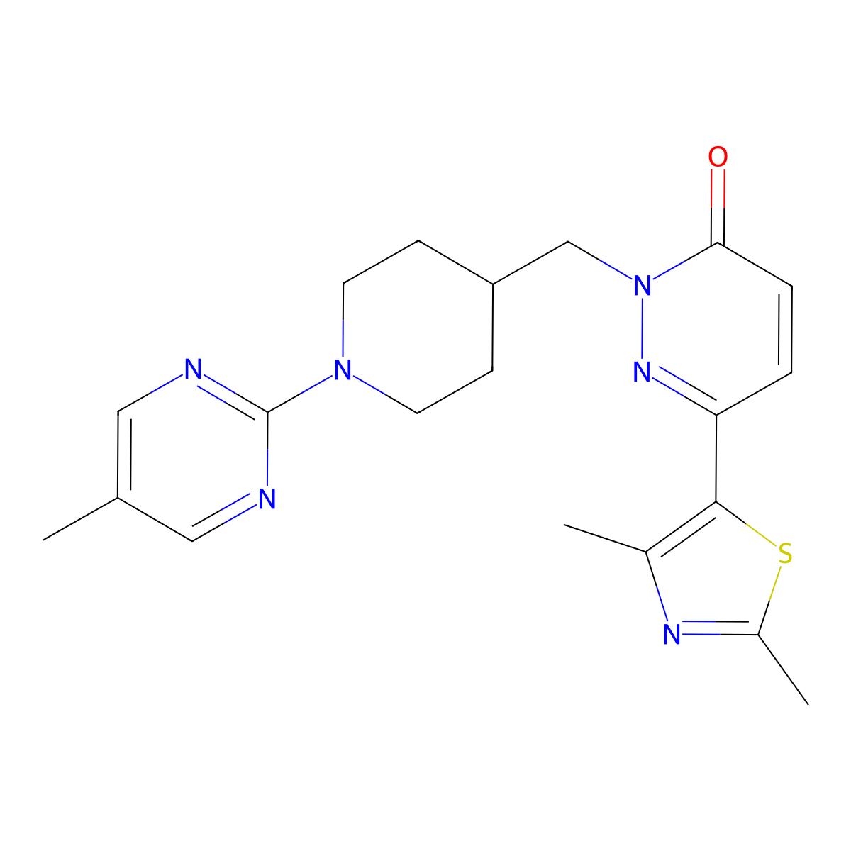 6-(2,4-Dimethyl-1,3-thiazol-5-yl)-2-{[1-(5-methylpyrimidin-2-yl)piperidin-4-yl]methyl}-2,3-dihydropyridazin-3-one molecular structure, CAS 2640892-56-2