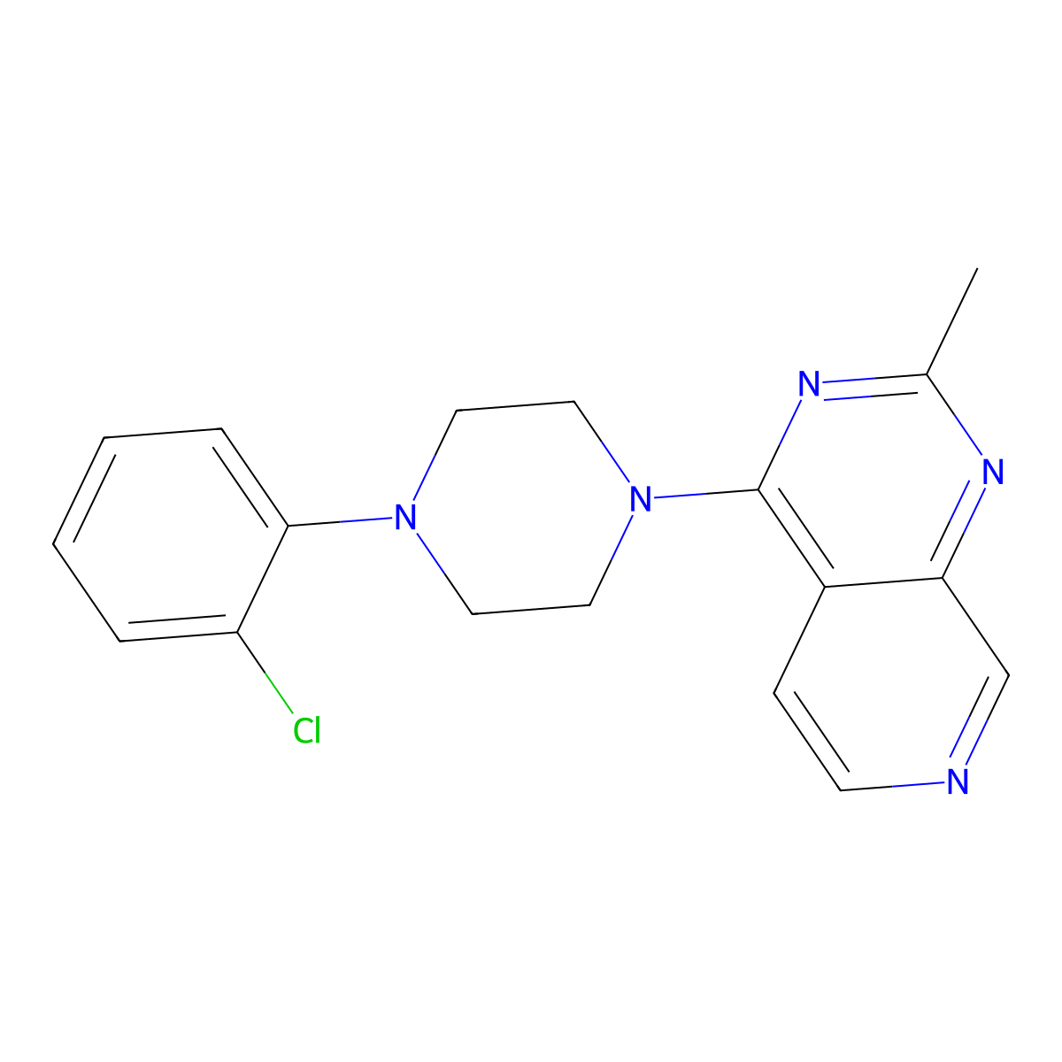 1-(2-Chlorophenyl)-4-{2-methylpyrido[3,4-d]pyrimidin-4-yl}piperazine molecular structure, CAS 2640892-58-4