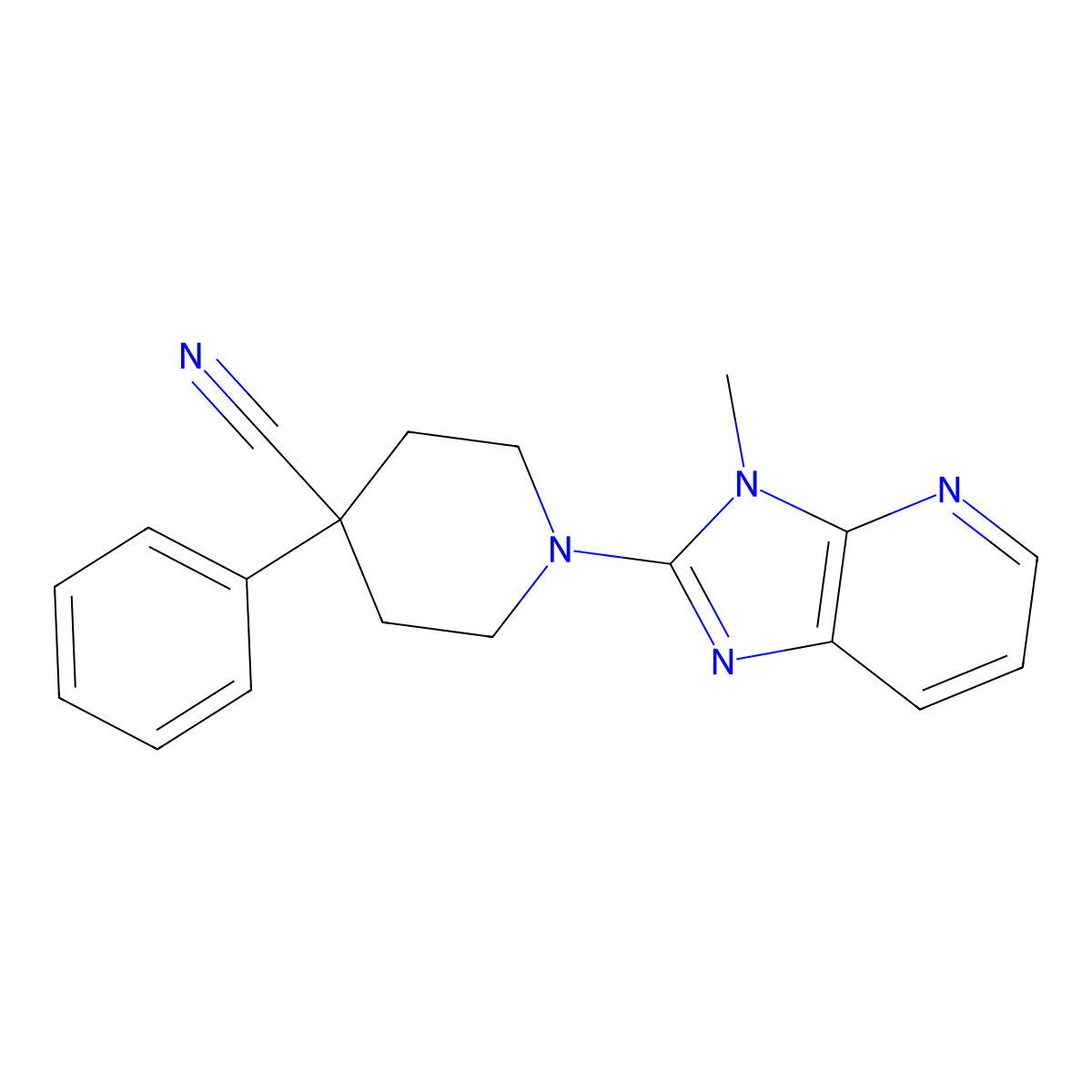 1-{3-methyl-3H-imidazo[4,5-b]pyridin-2-yl}-4-phenylpiperidine-4-carbonitrile molecular structure, CAS 2640892-59-5