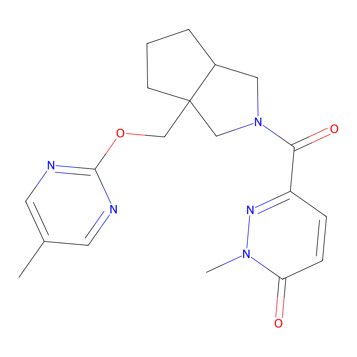 6-(3a-{[(5-Methylpyrimidin-2-yl)oxy]methyl}-octahydrocyclopenta[c]pyrrole-2-carbonyl)-2-methyl-2,3-dihydropyridazin-3-one molecular structure, CAS 2640892-62-0