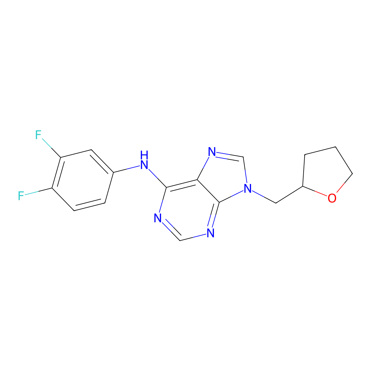 N-(3,4-difluorophenyl)-9-[(oxolan-2-yl)methyl]-9H-purin-6-amine molecular structure, CAS 2640892-67-5