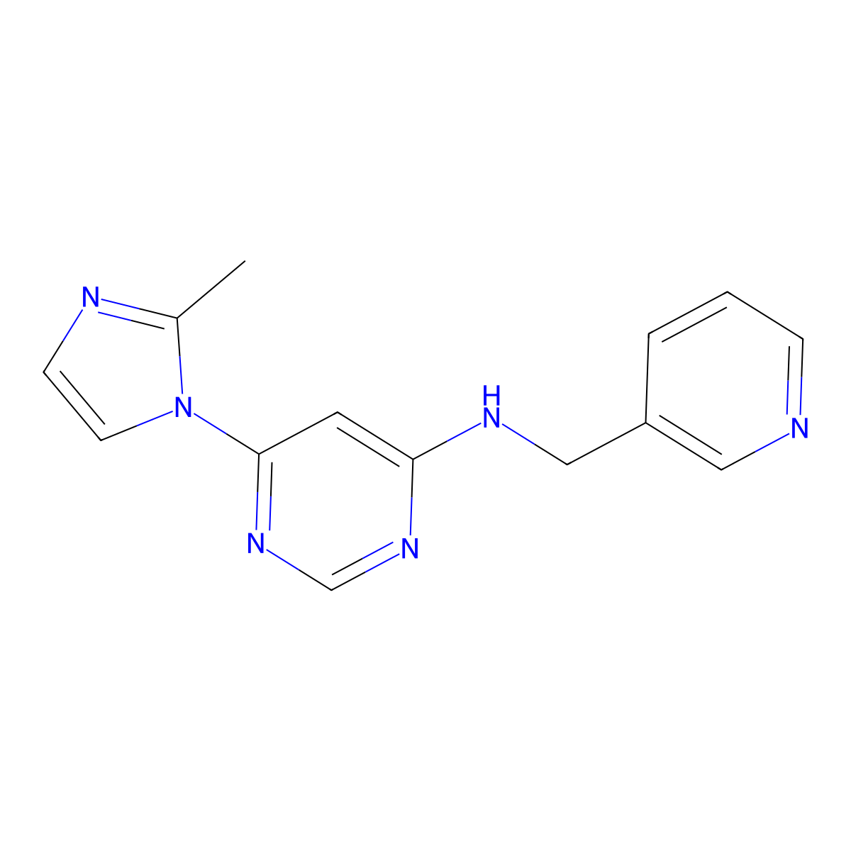 6-(2-methyl-1H-imidazol-1-yl)-N-[(pyridin-3-yl)methyl]pyrimidin-4-amine molecular structure, CAS 2640892-68-6