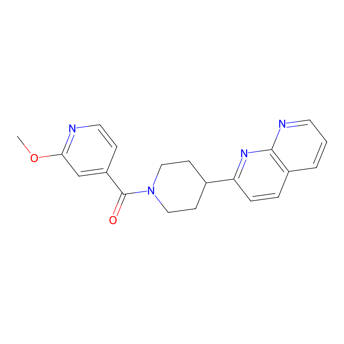 2-[1-(2-Methoxypyridine-4-carbonyl)piperidin-4-yl]-1,8-naphthyridine molecular structure, CAS 2640892-77-7