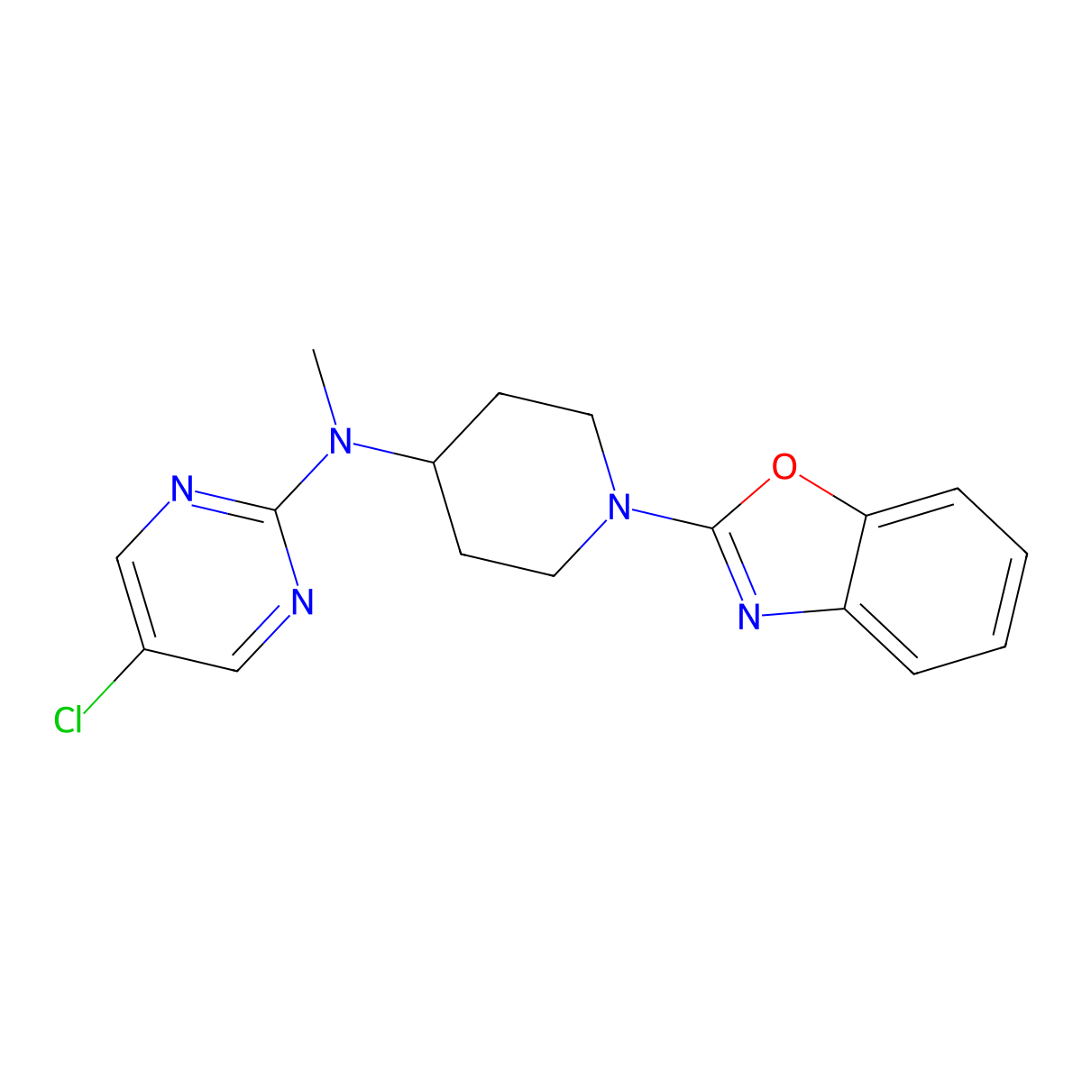 N-[1-(1,3-benzoxazol-2-yl)piperidin-4-yl]-5-chloro-N-methylpyrimidin-2-amine molecular structure, CAS 2640892-80-2