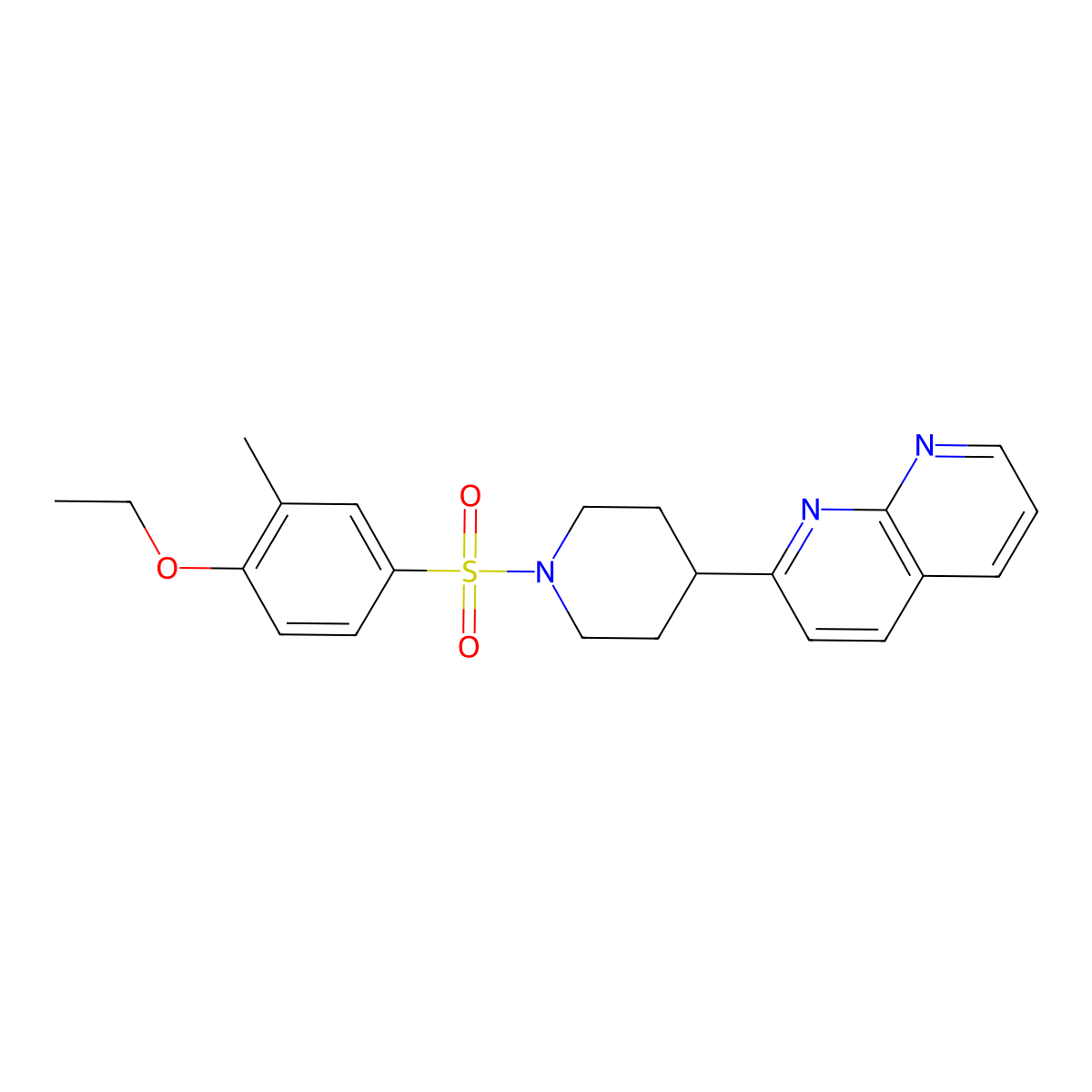 2-[1-(4-Ethoxy-3-methylbenzenesulfonyl)piperidin-4-yl]-1,8-naphthyridine molecular structure, CAS 2640892-82-4