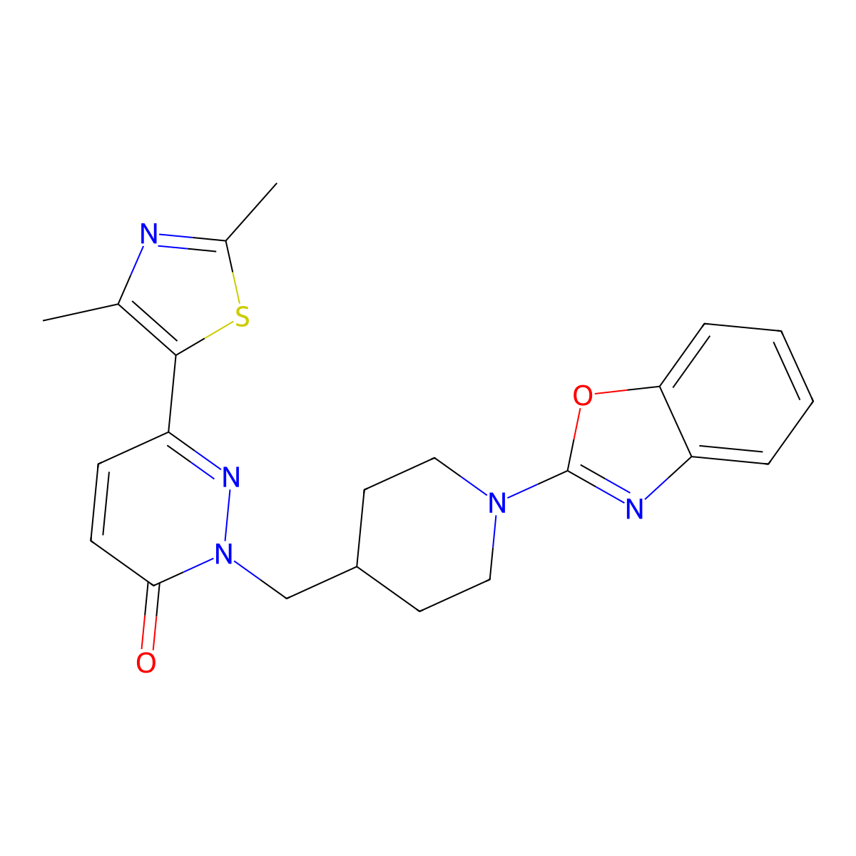 2-{[1-(1,3-Benzoxazol-2-yl)piperidin-4-yl]methyl}-6-(2,4-dimethyl-1,3-thiazol-5-yl)-2,3-dihydropyridazin-3-one molecular structure, CAS 2640892-86-8