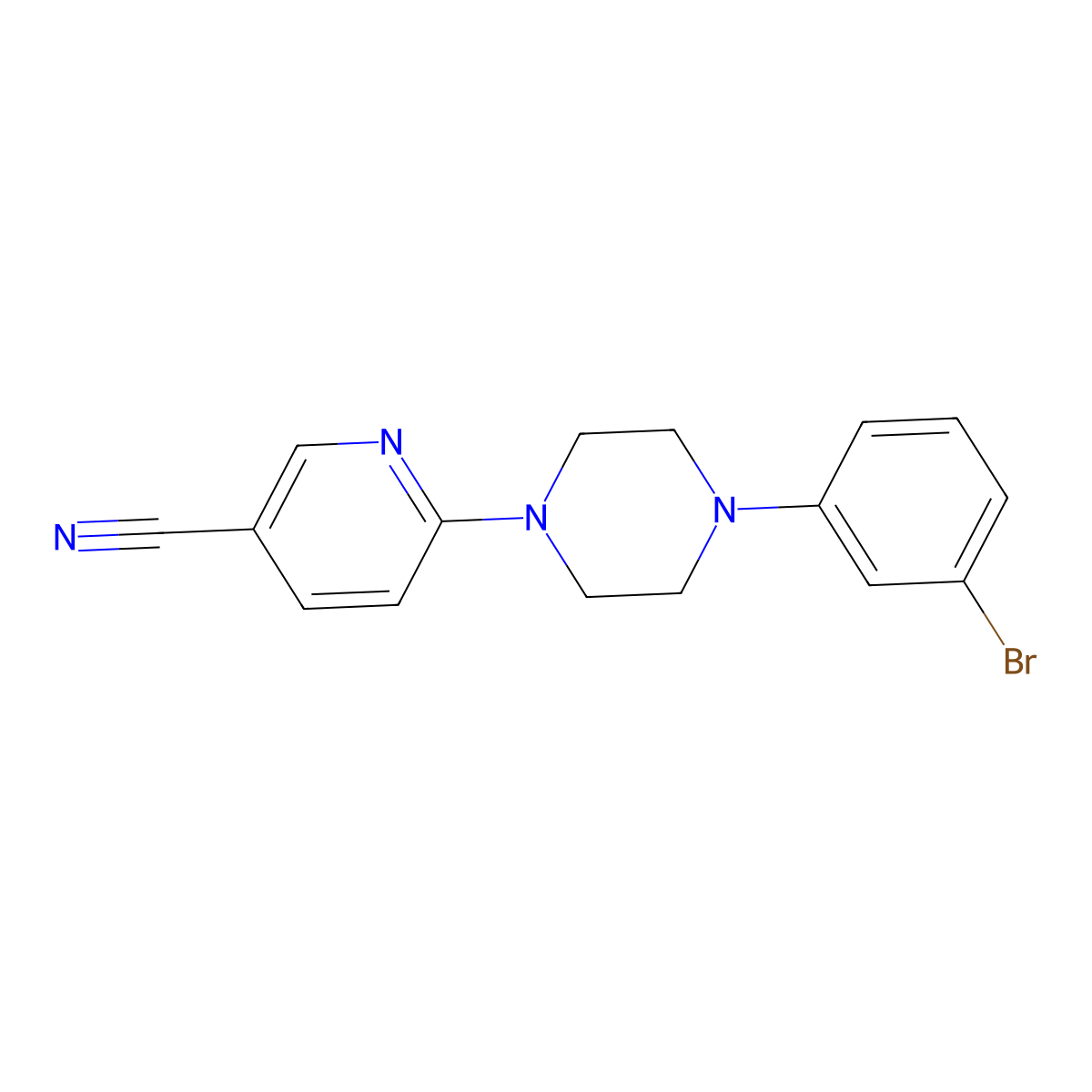 6-[4-(3-Bromophenyl)piperazin-1-yl]pyridine-3-carbonitrile molecular structure, CAS 2640893-03-2