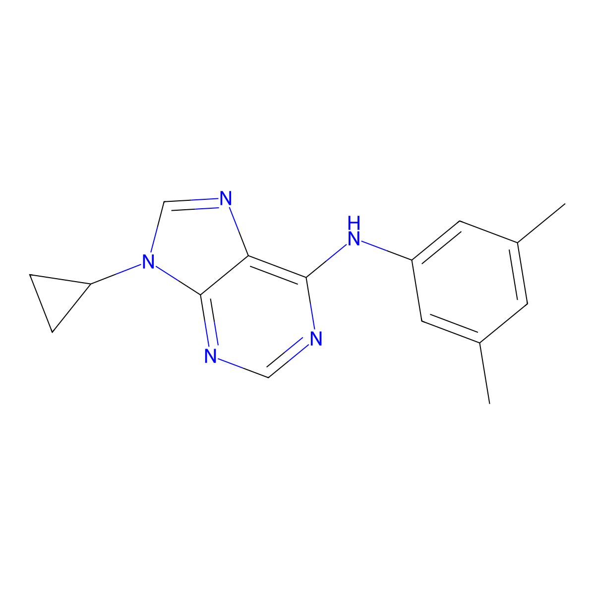 9-cyclopropyl-N-(3,5-dimethylphenyl)-9H-purin-6-amine molecular structure, CAS 2640893-04-3