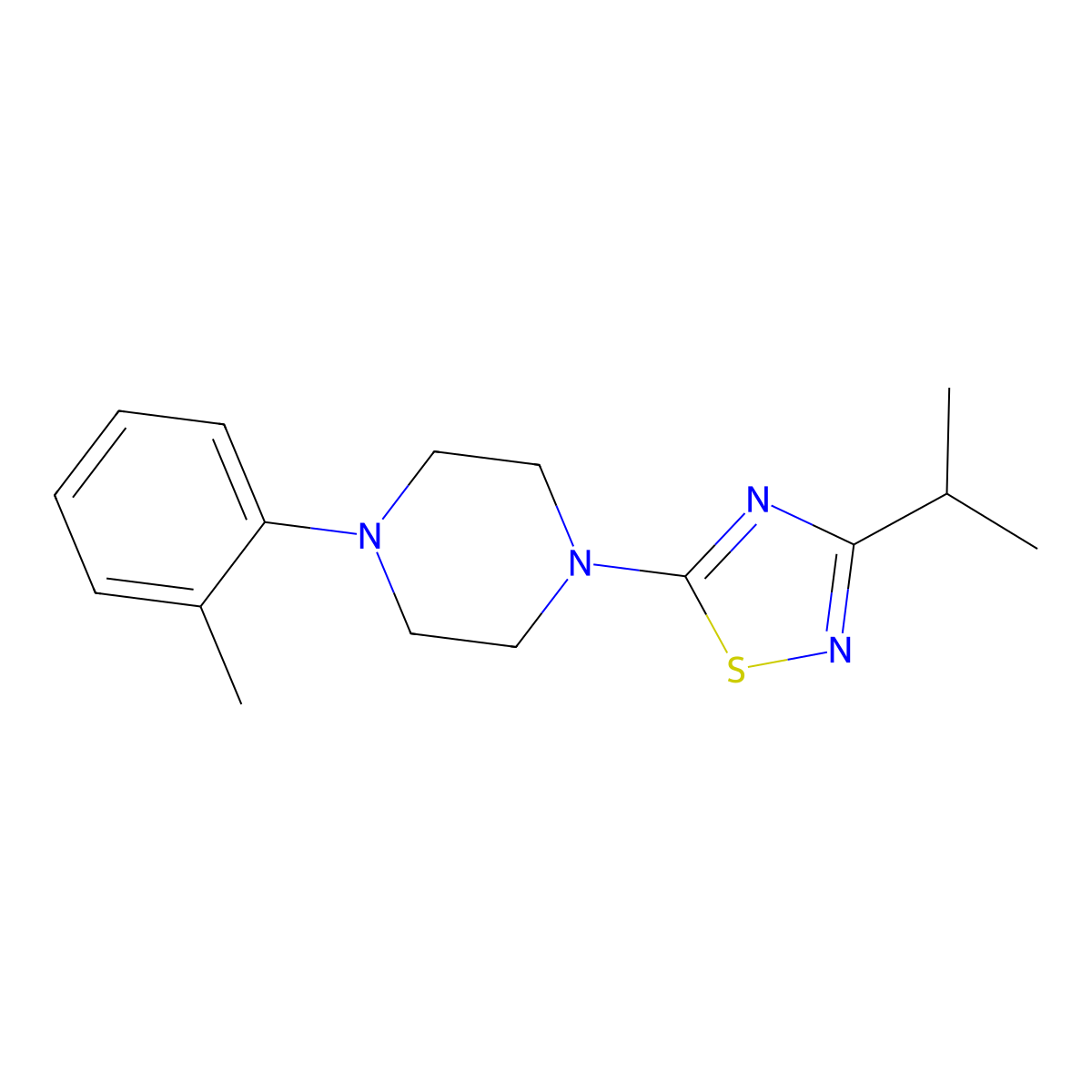 1-(2-Methylphenyl)-4-[3-(propan-2-yl)-1,2,4-thiadiazol-5-yl]piperazine molecular structure, CAS 2640893-08-7