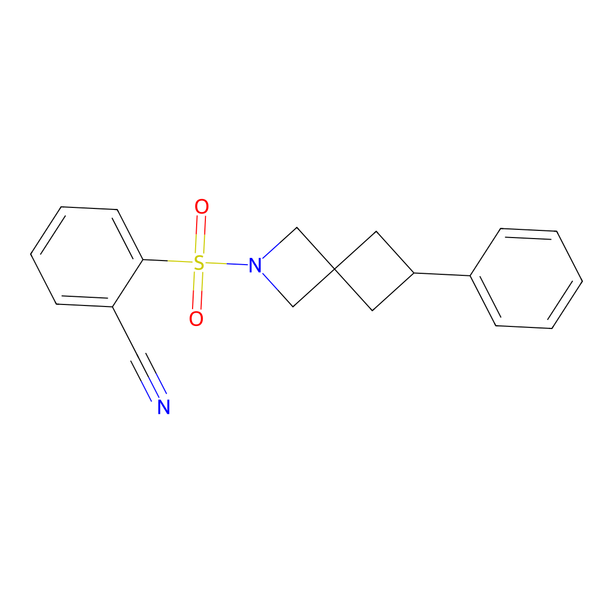 2-({6-Phenyl-2-azaspiro[3.3]heptan-2-yl}sulfonyl)benzonitrile molecular structure, CAS 2640893-22-5